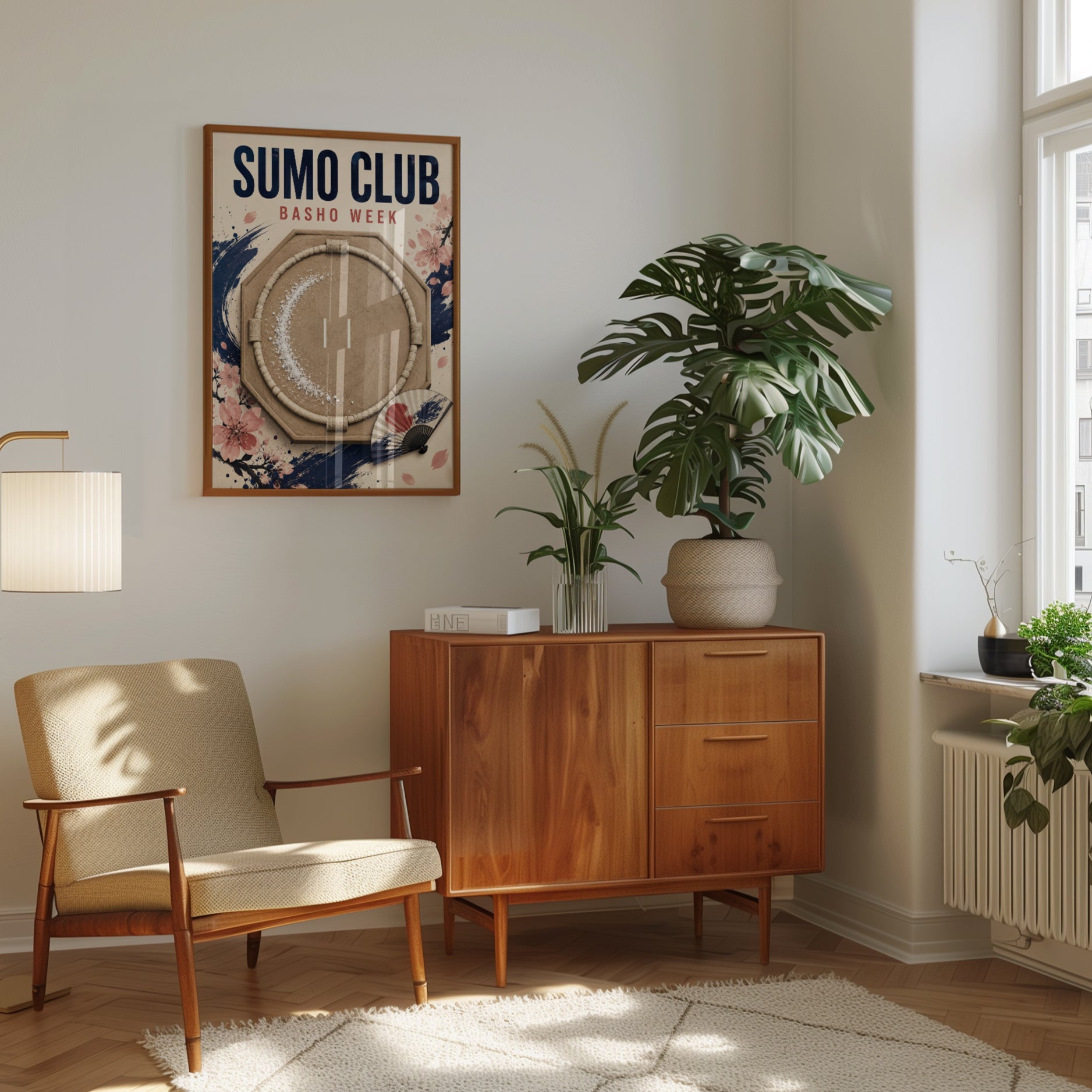 Sumo Wrestling Ring Art Print: Japanese Sports Poster Design - interior