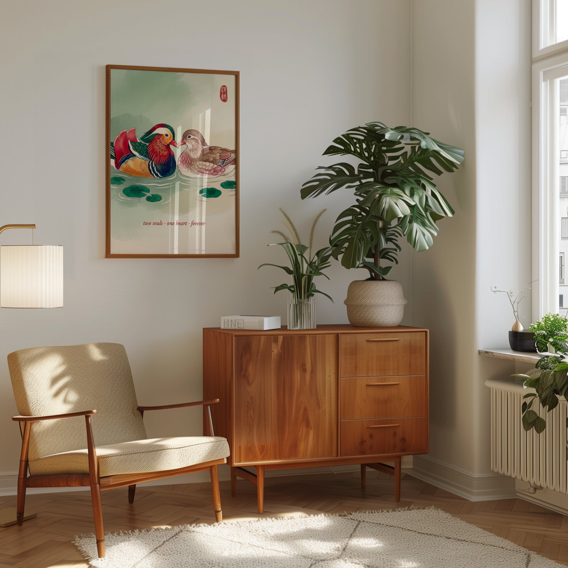 Mandarin Duck Print: Feng Shui Love Symbol - interior