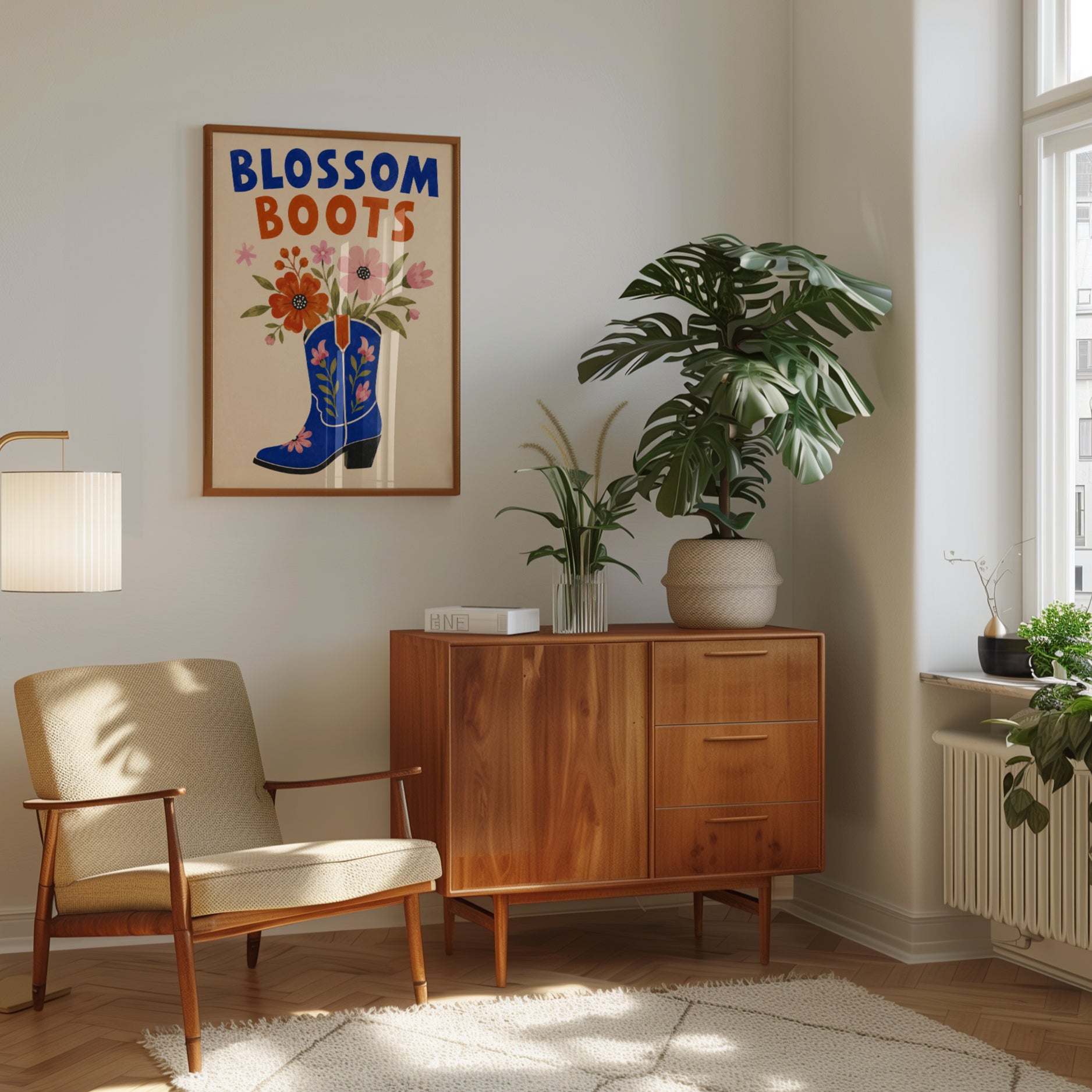 Cowboy Boot Wall Art – Blossom Boots Print - interior