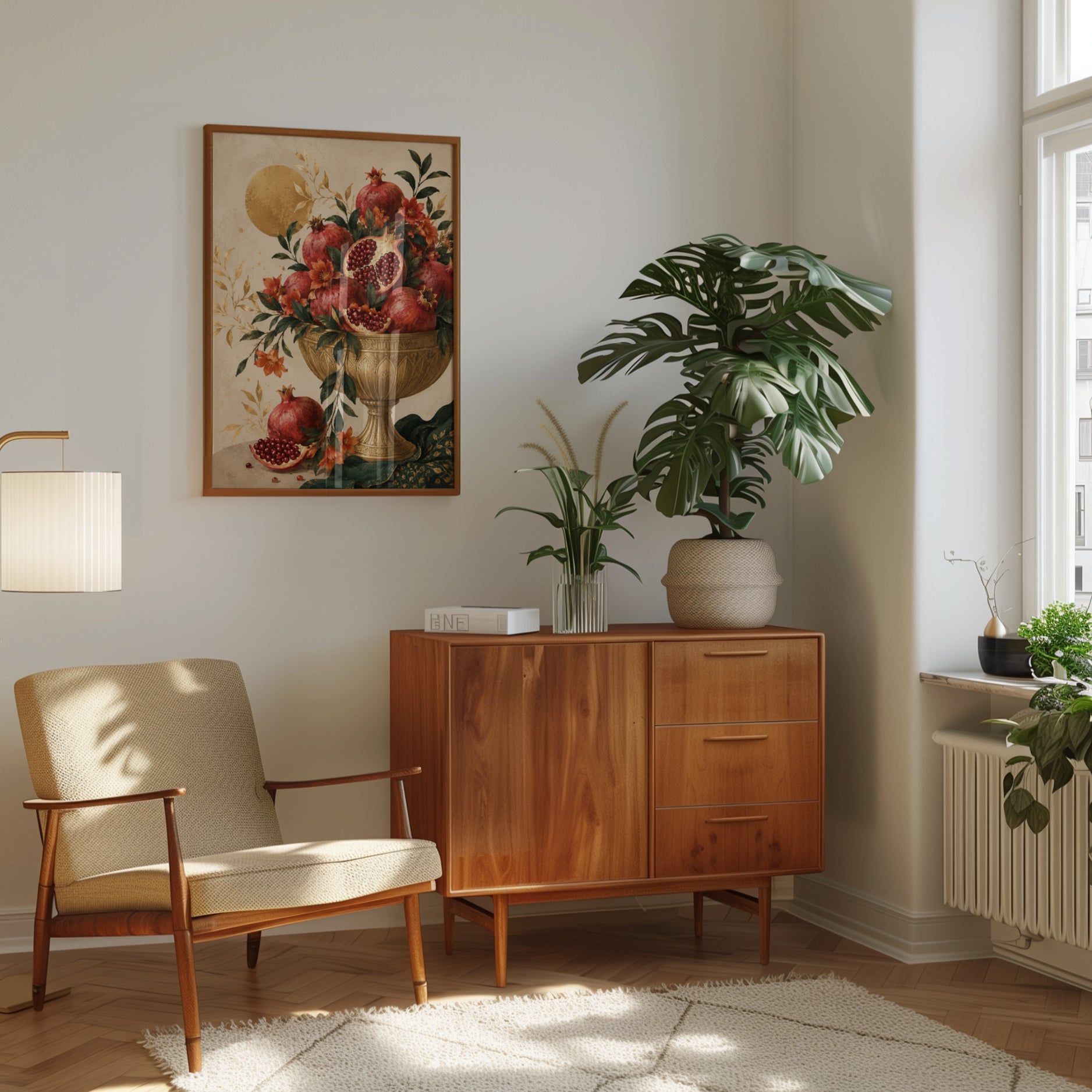 Pomegranate Wall Art – Vintage Fruit Print - interior