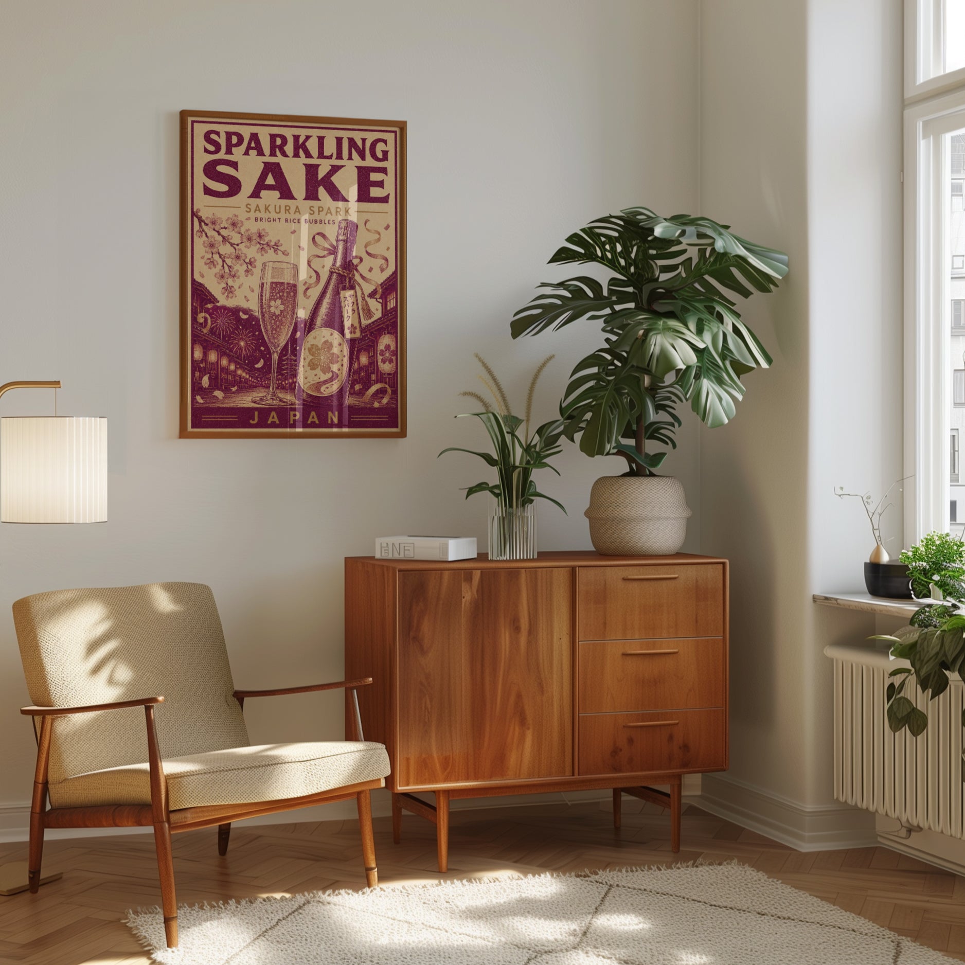 Japanese Sake Wall Art: Retro Vintage Poster - interior