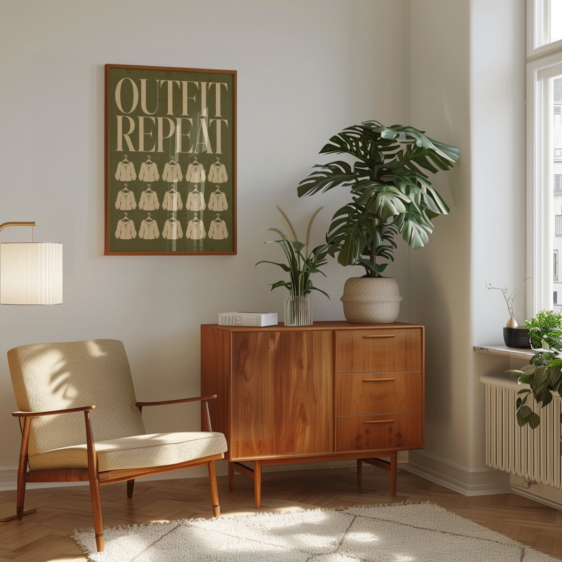 Outfit Repeat Print: Vintage Closet & Bedroom Wall Art (A4 or Larger) - interior