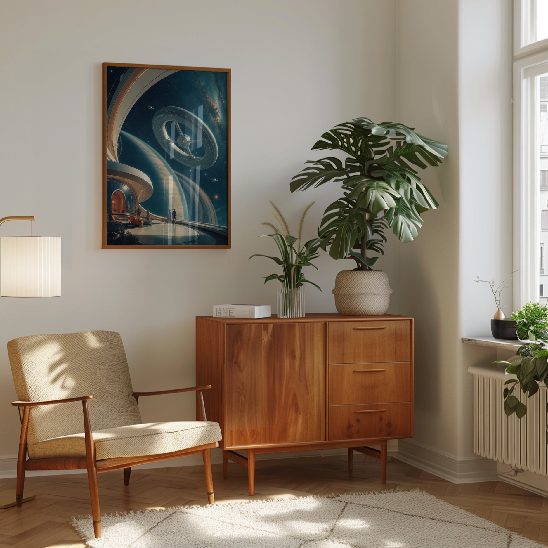 Space Station Wall Art – Retro Sci Fi Print - interior