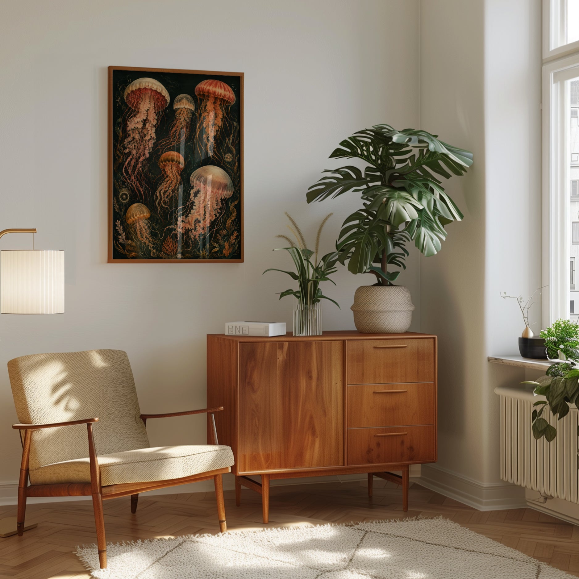Jellyfish Wall Art – Vintage Ocean Print - interior