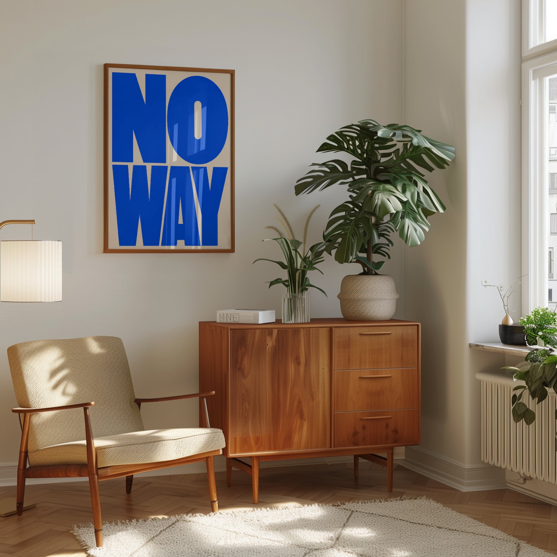 No Way Typography Print — Bold Blue Statement Art - interior