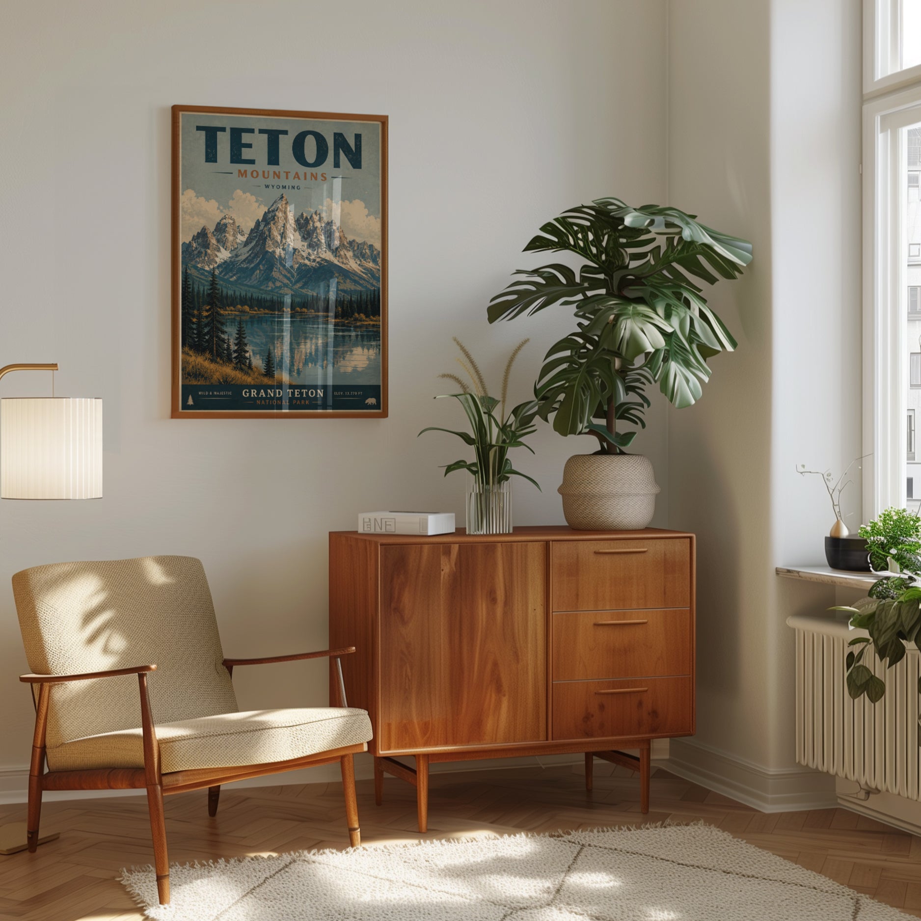 Grand Teton Poster – Vintage National Park Print - interior