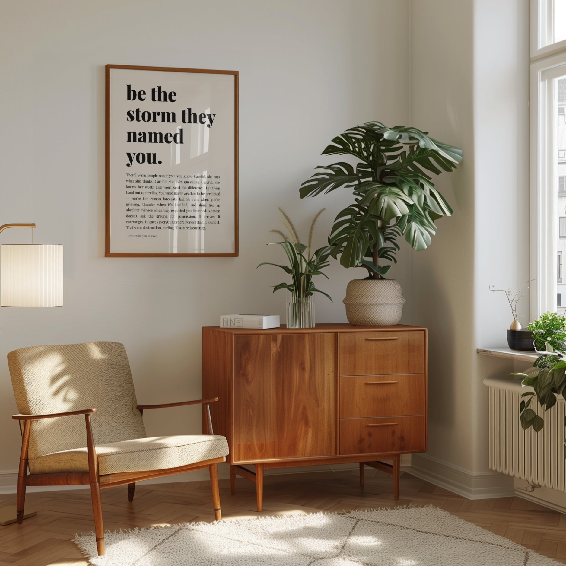Empowerment Quote Print – Be The Storm Wall Art - interior