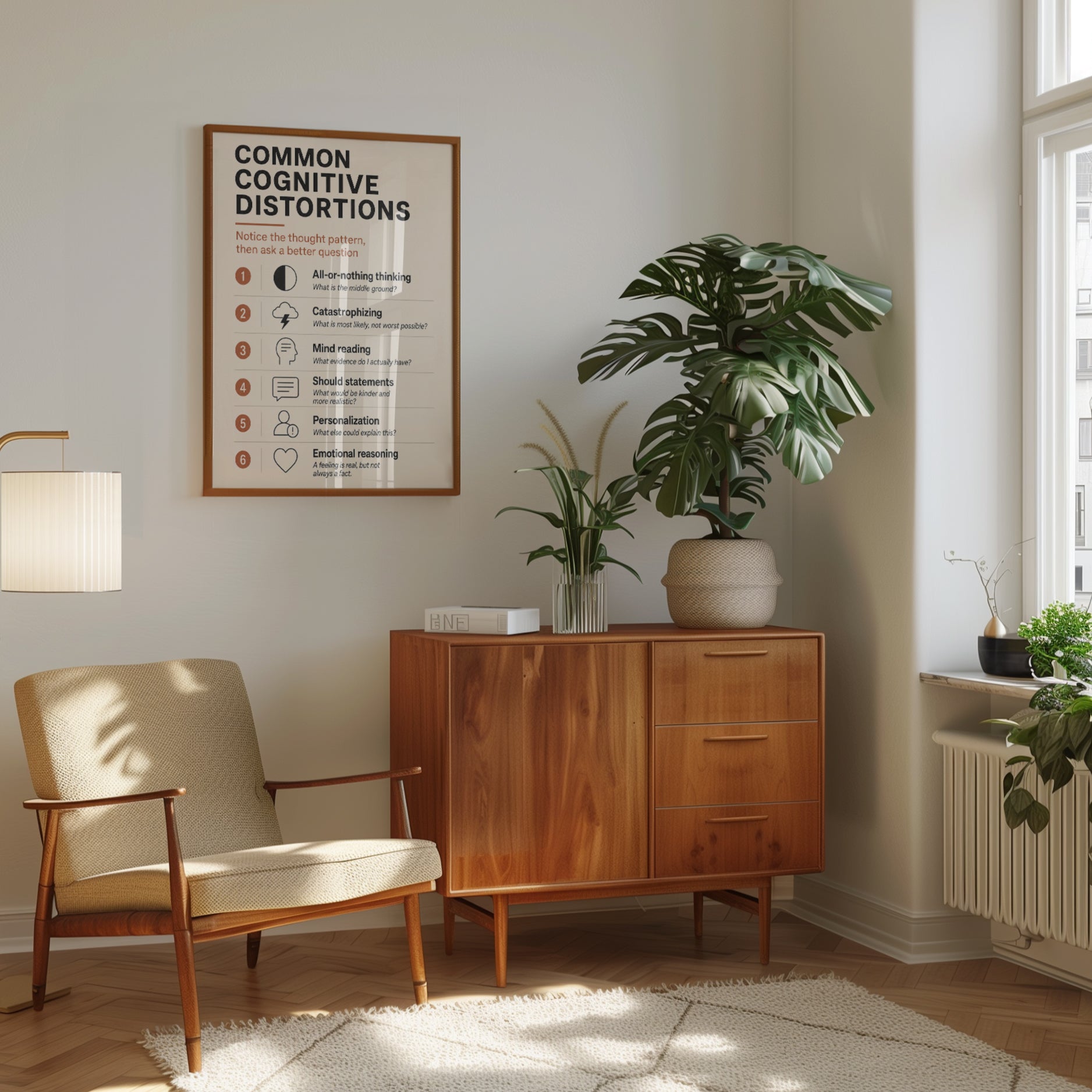 Cognitive Distortions Chart: Mental Health Print with Therapy Tools - interior