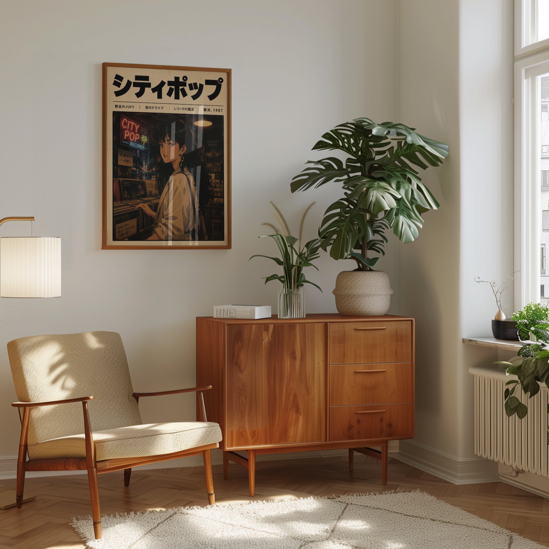 City Pop Record Store Poster: Retro Japanese Anime Art Print - interior