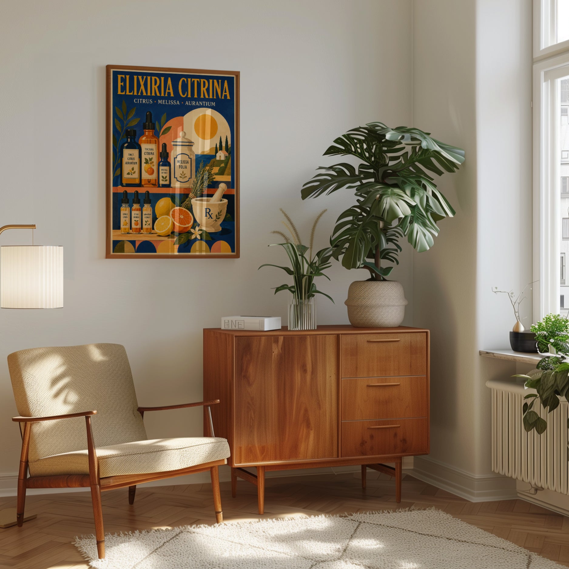 Vintage Apothecary Poster: Art Deco Citrus Botanical Print - interior