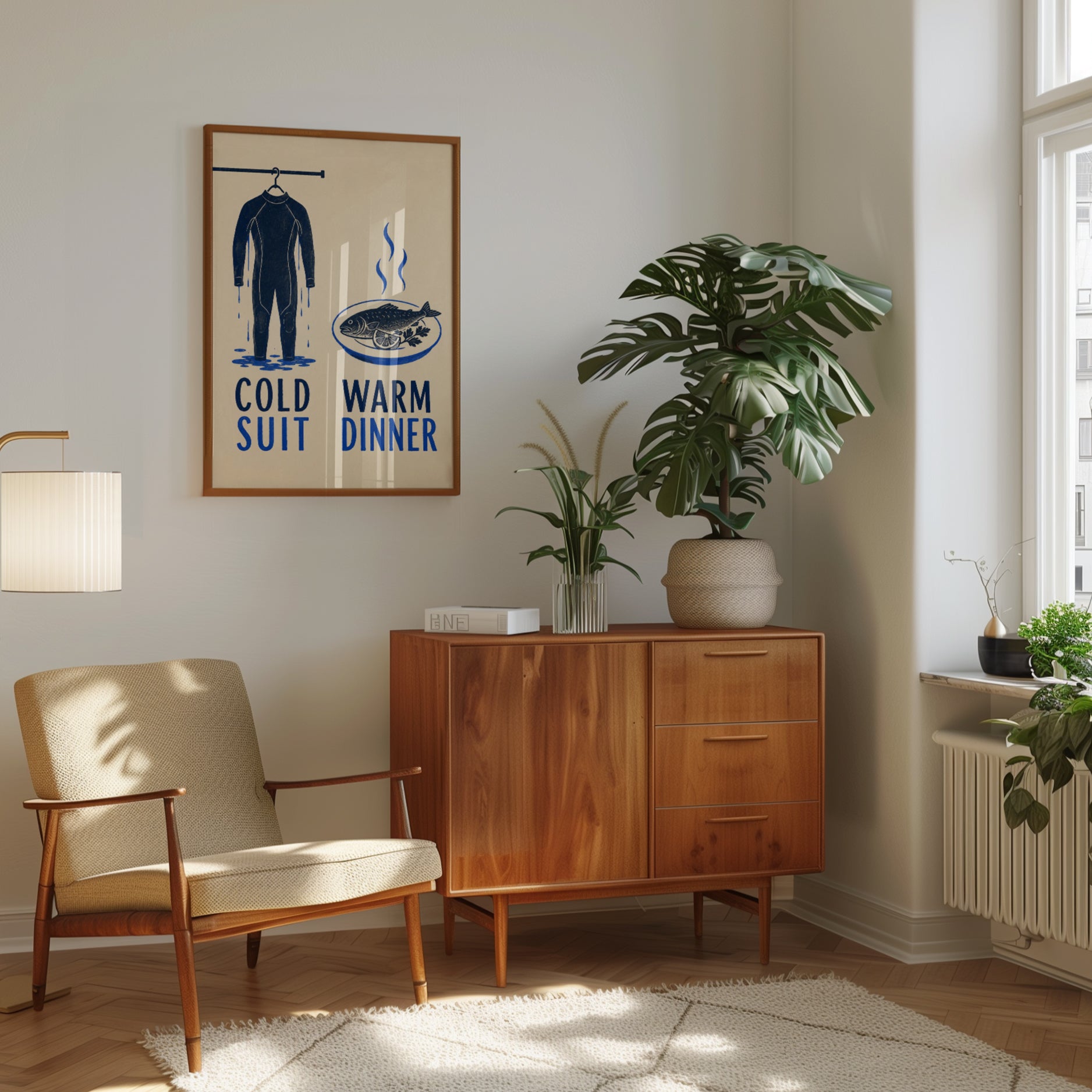 Kitchen Wall Art – Wetsuit and Fish Print - interior