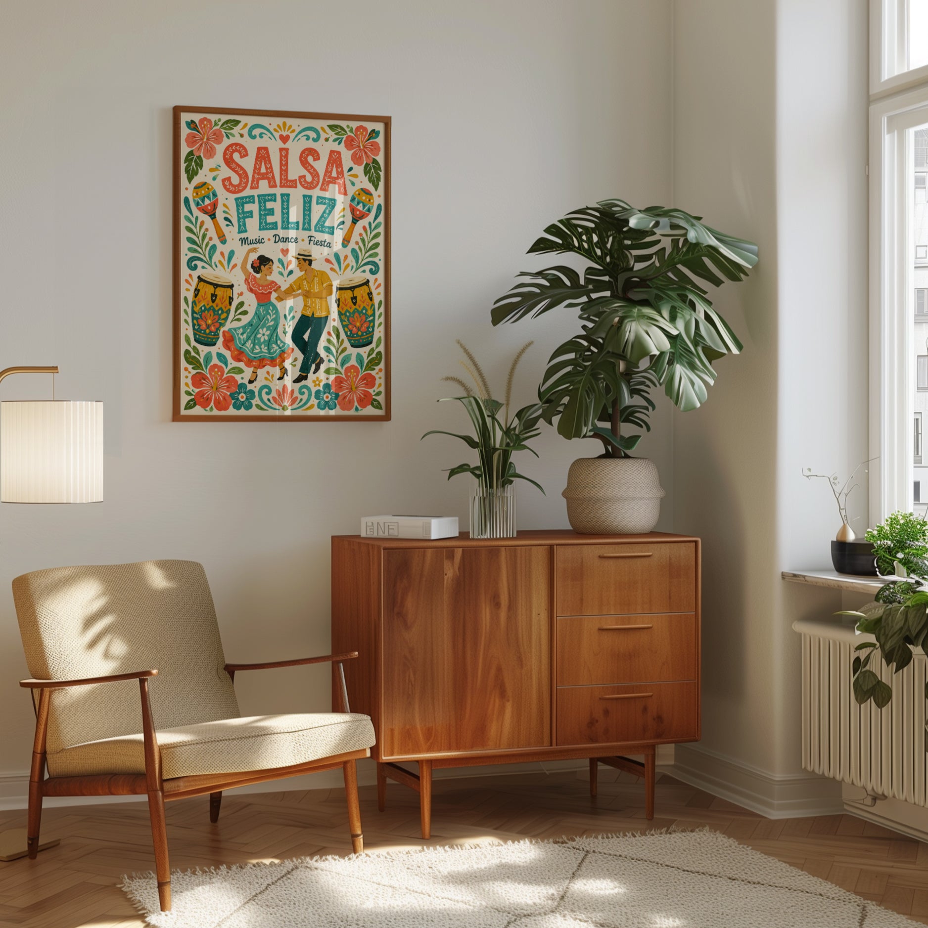 Folk Art Poster – Salsa Dance Print - interior