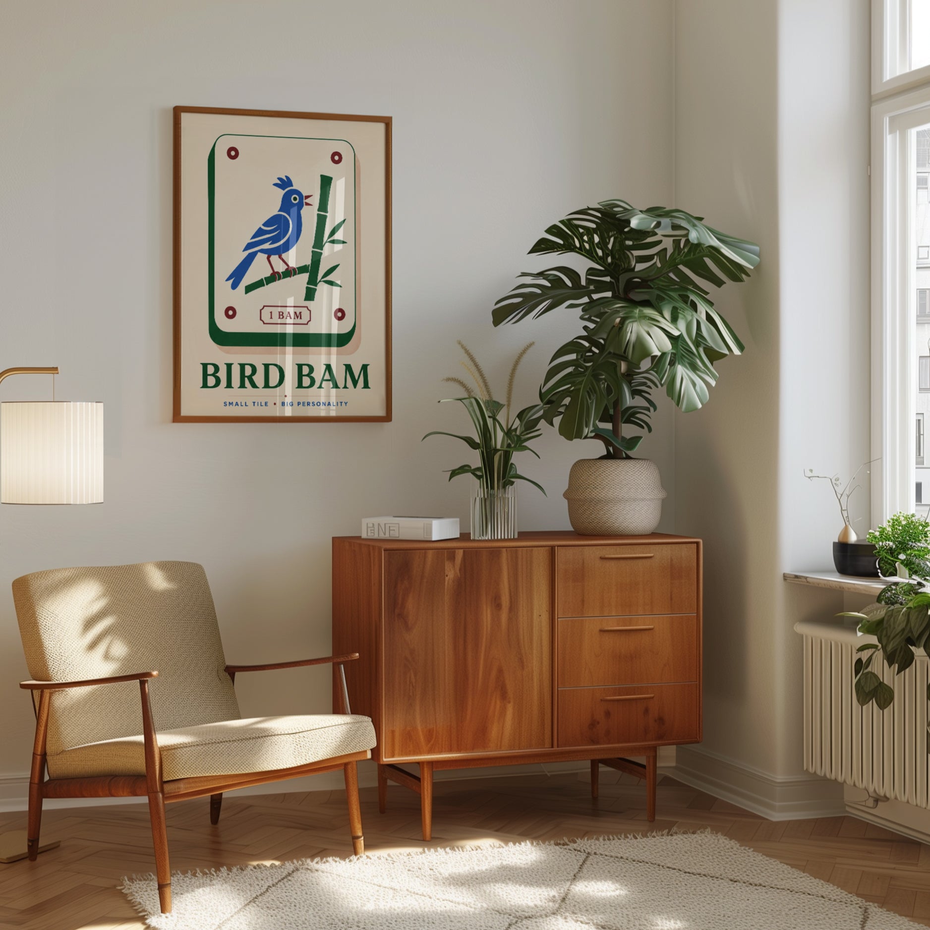 Mahjong Tile Wall Art – Bird Bam Game Room Print - interior