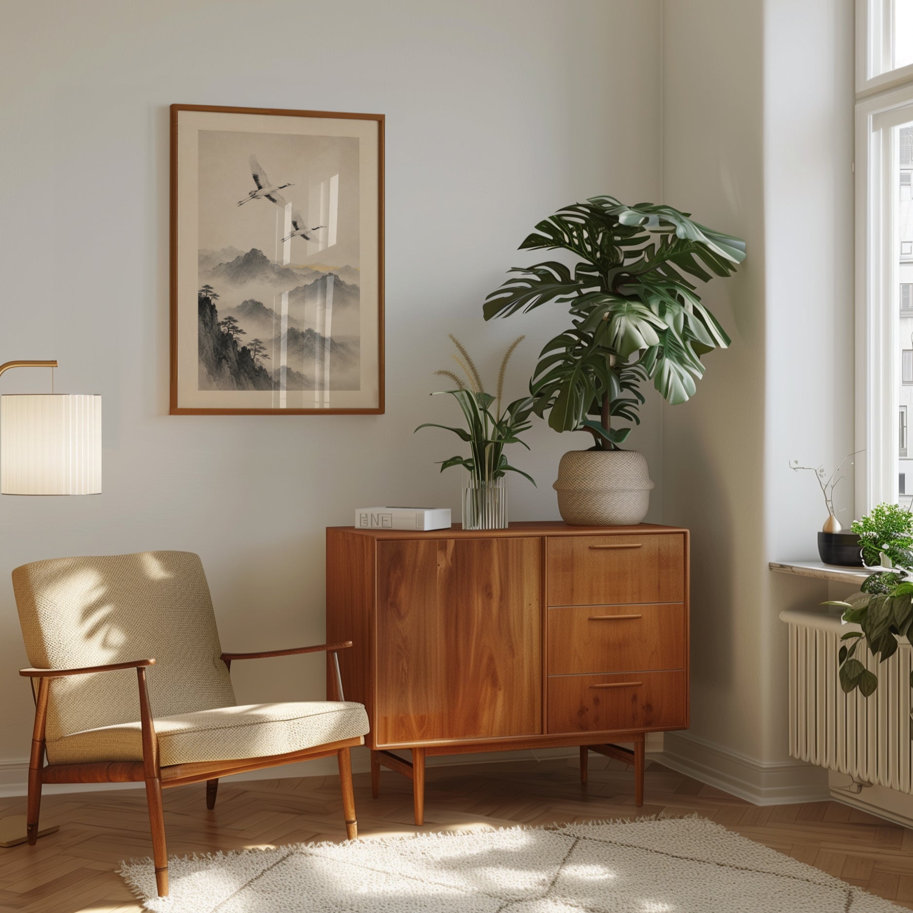 Japanese Crane Wall Art – Asian Landscape Print - interior