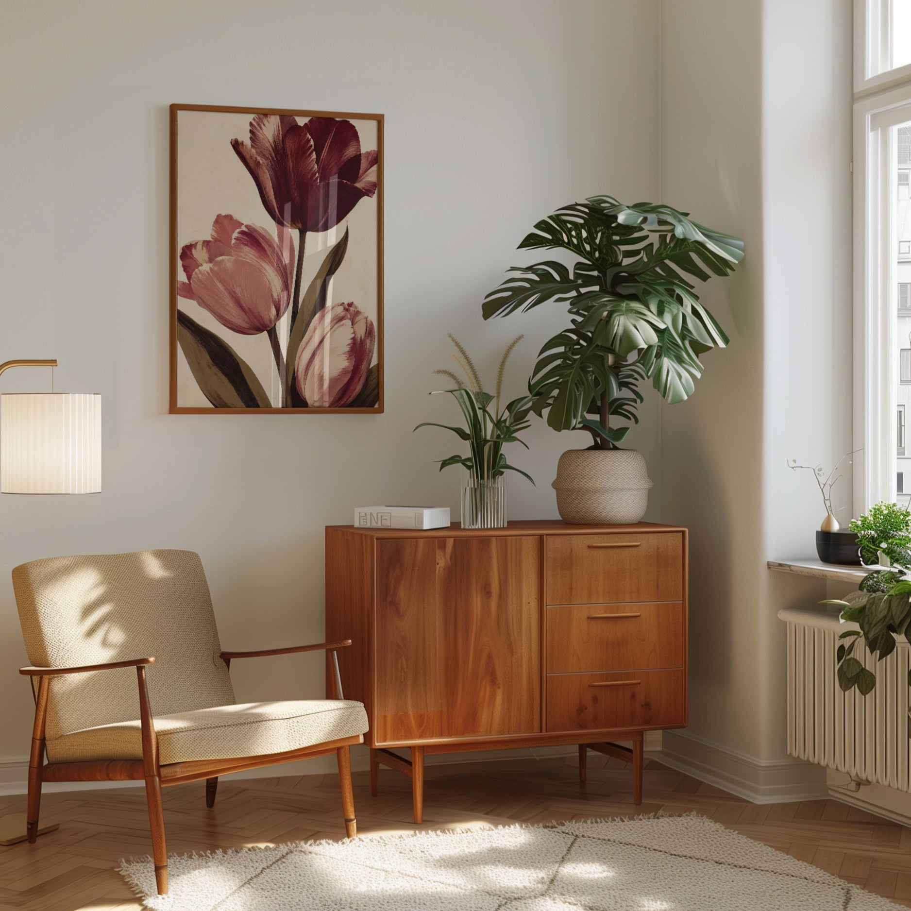 Tulip Wall Art – Vintage Floral Print - interior