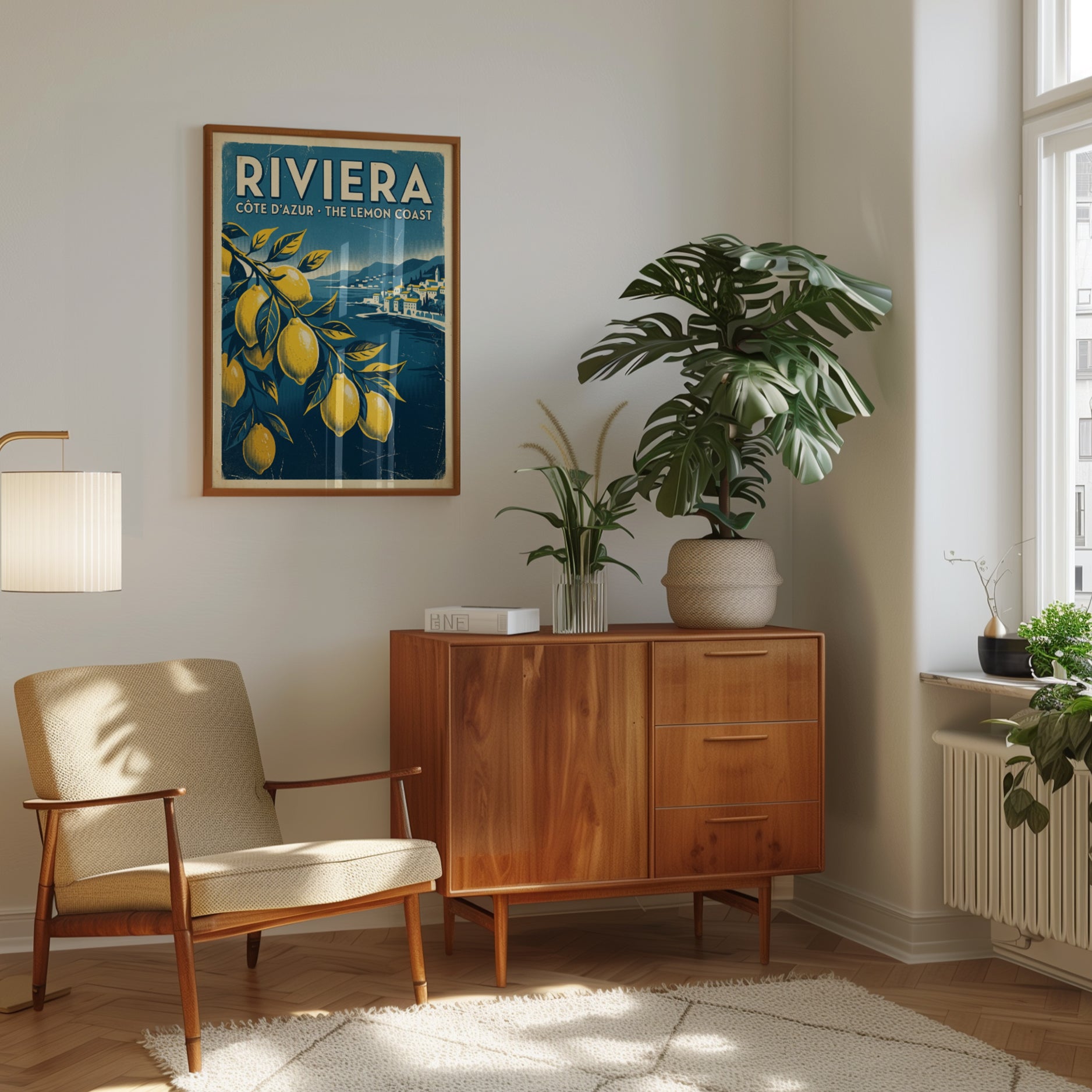 Riviera Travel Poster – French Côte d'Azur Lemon Coast Retro Wall - interior