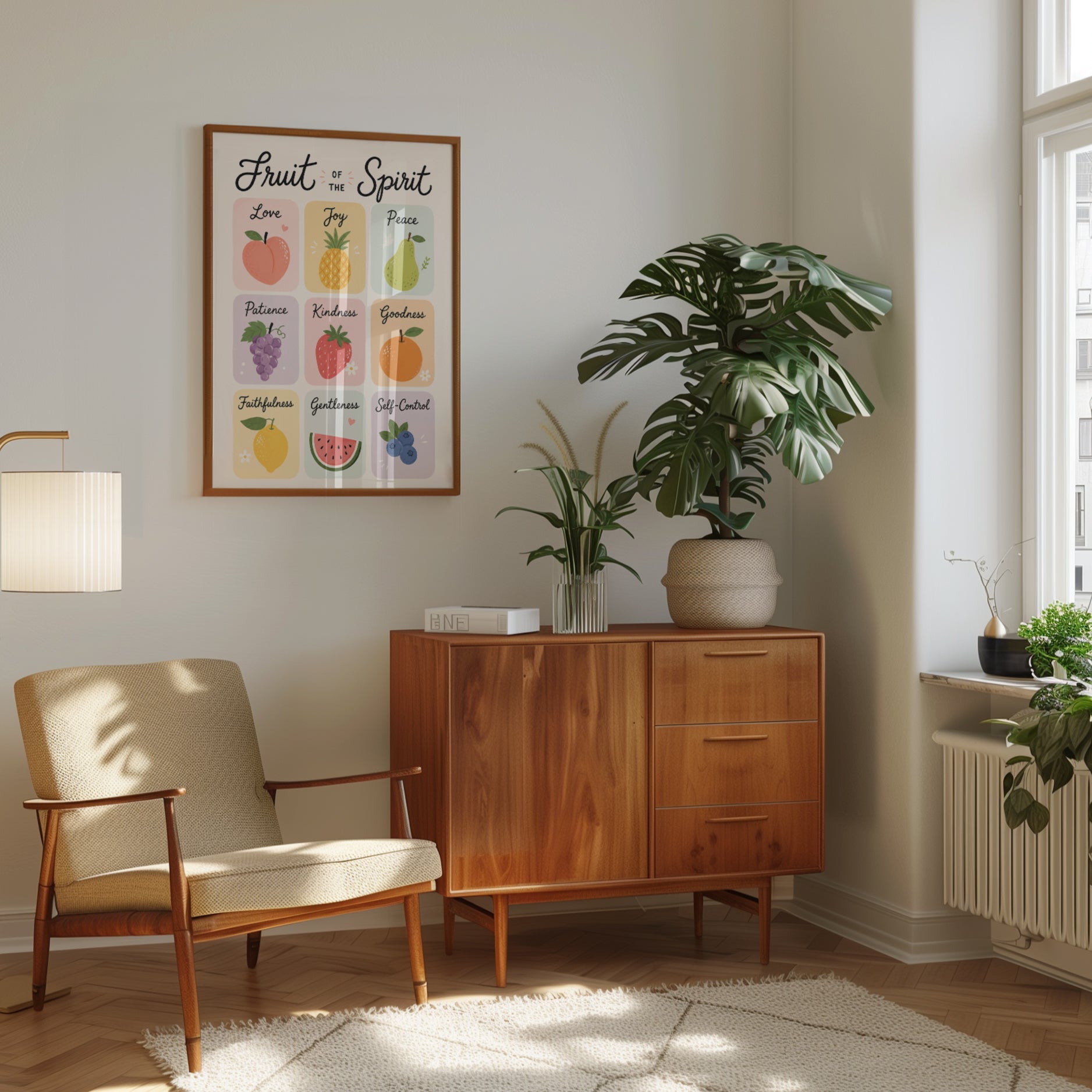 Fruit of the Spirit Print: Christian Nursery and Kitchen Wall Art - interior