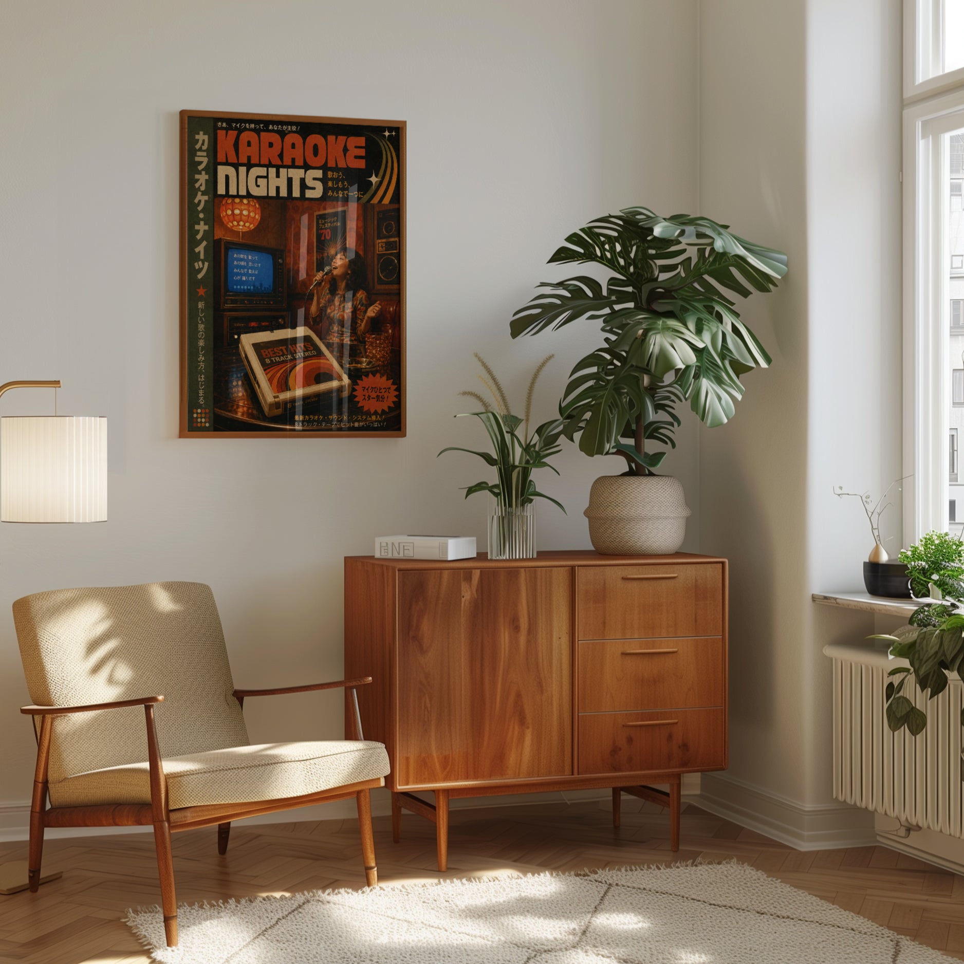 Retro Karaoke Poster – Vintage Japanese Music Art - interior