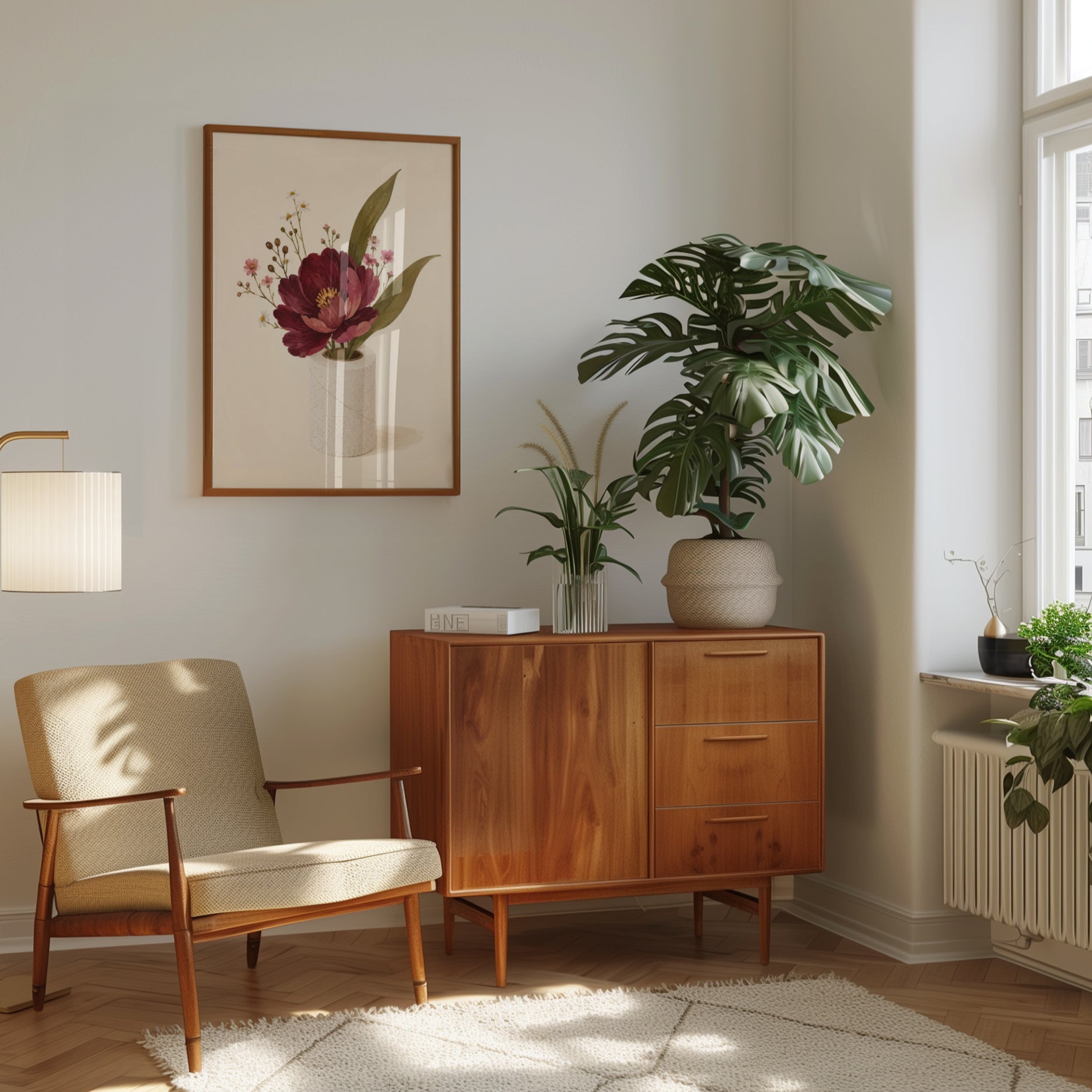 Burgundy Floral Vase Print - interior