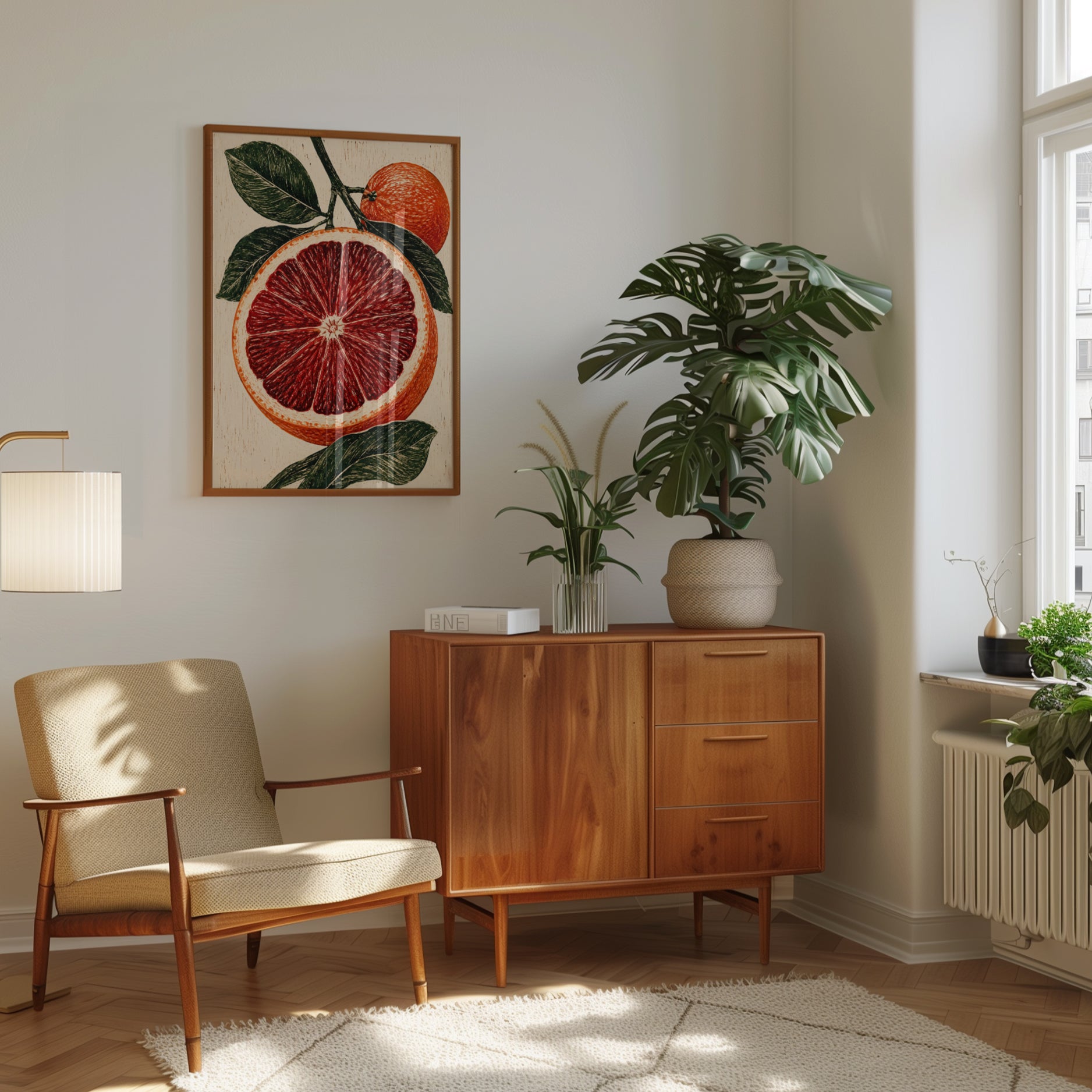 Blood Orange Wall Art – Citrus Fruit Print - interior