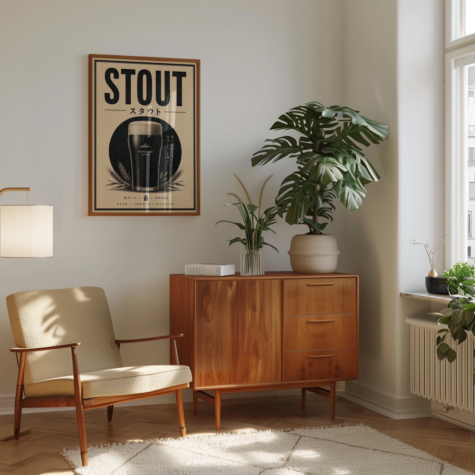 Vintage Japanese Beer Print: Stout Poster (Kitchen and Bar Wall Art) - interior