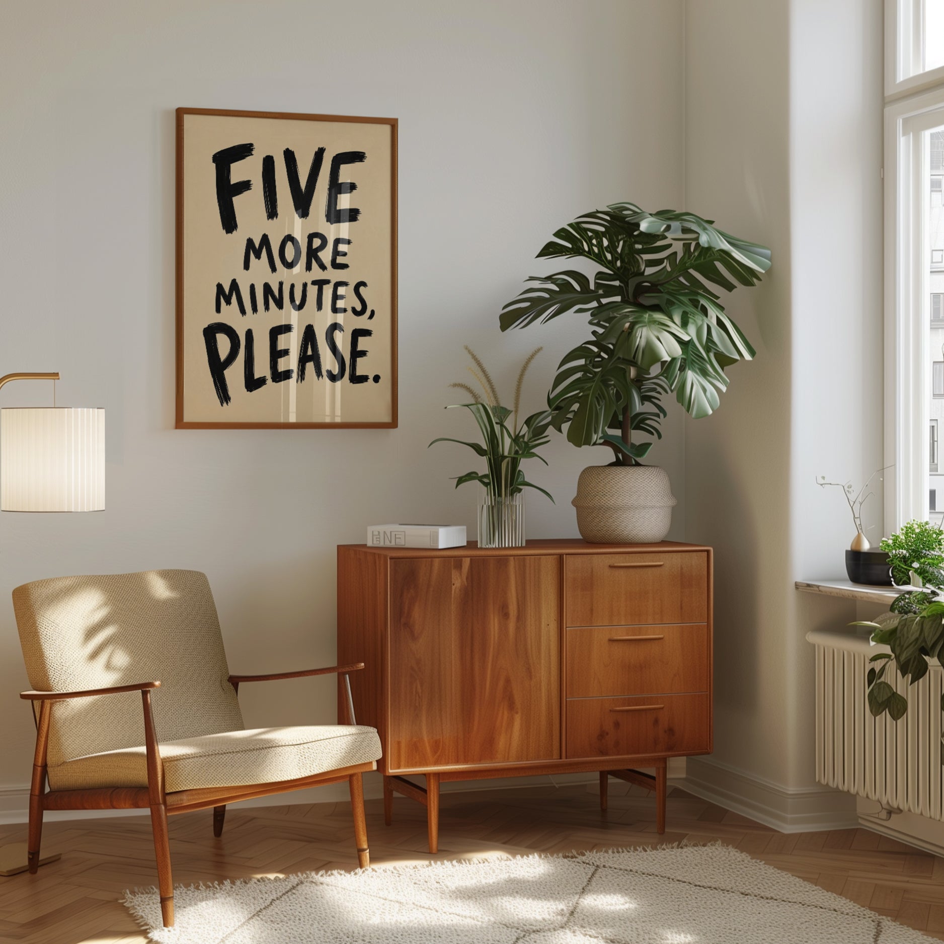 Hand-Lettered Wall Art: Five More Minutes Please - interior