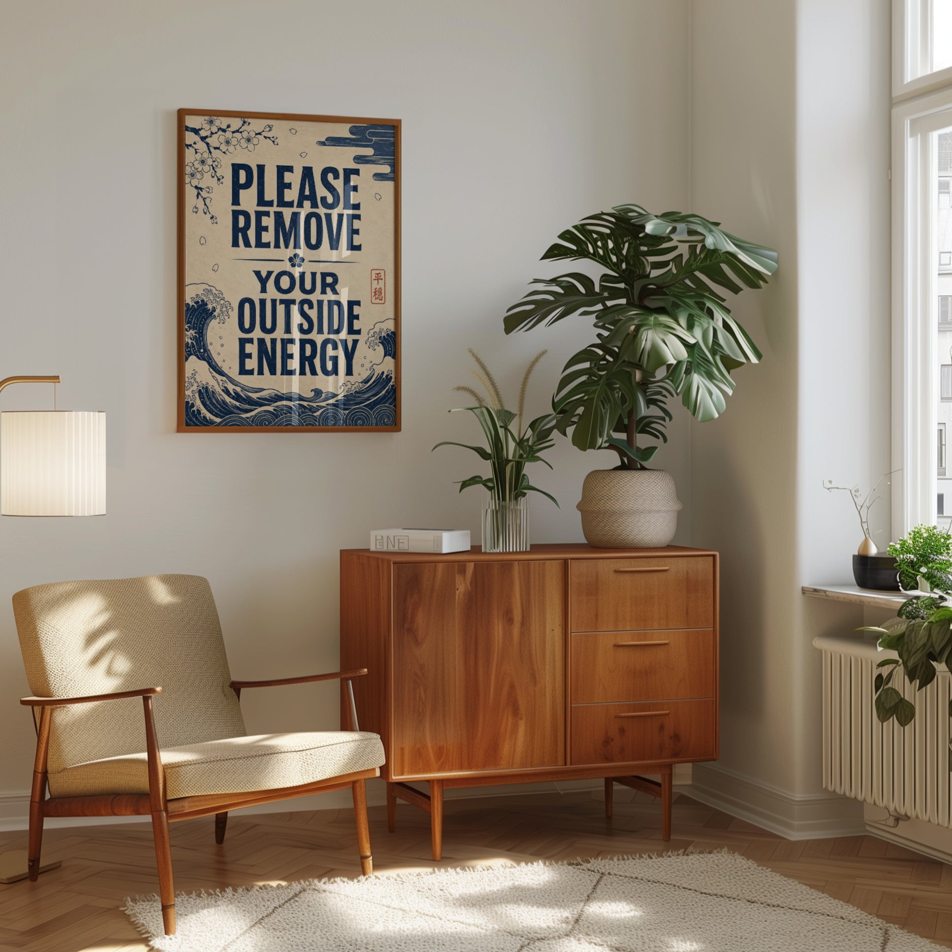 Remove Shoes Sign – Japanese Wave Wall Art - interior