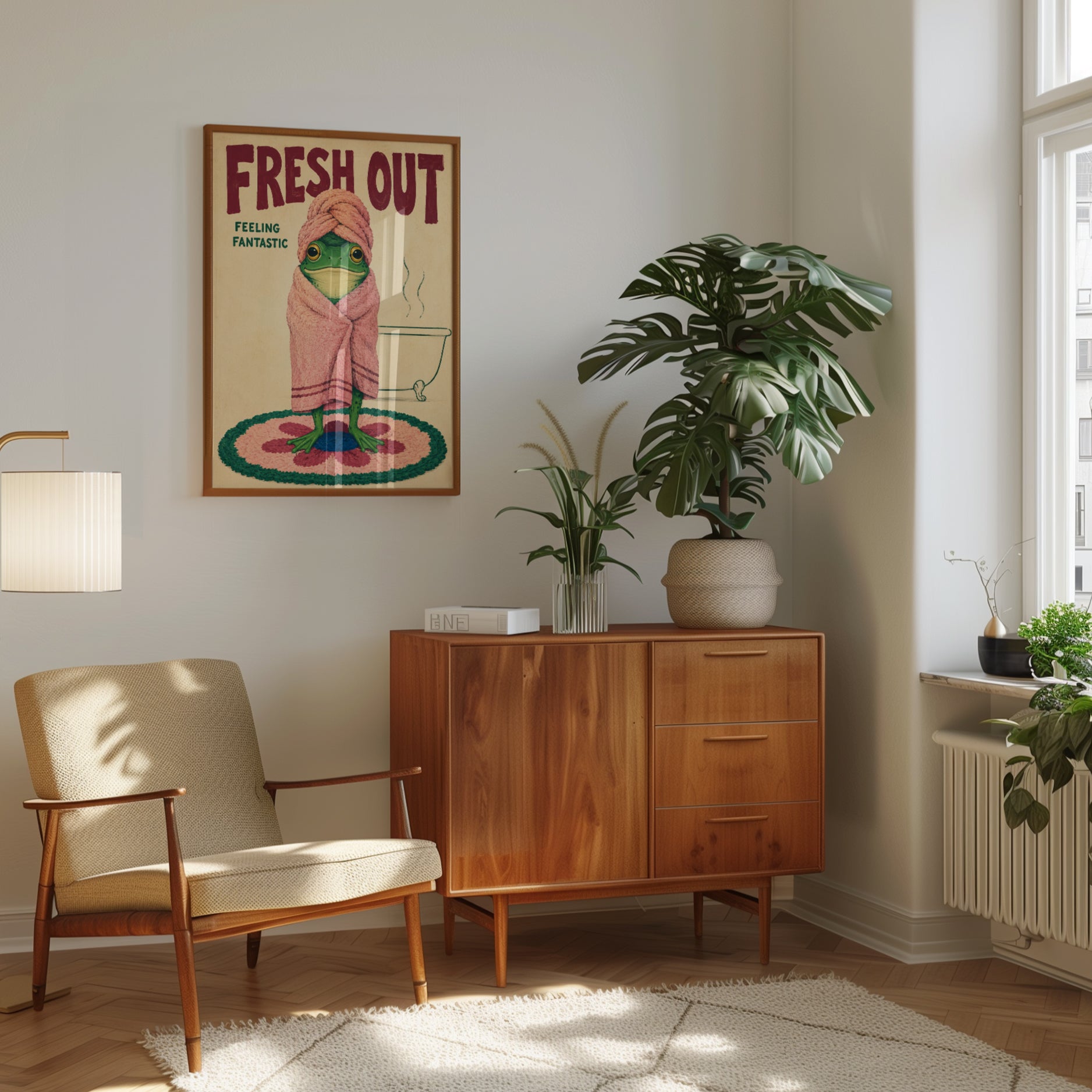Funny Bathroom Wall Art – Frog Spa Print - interior
