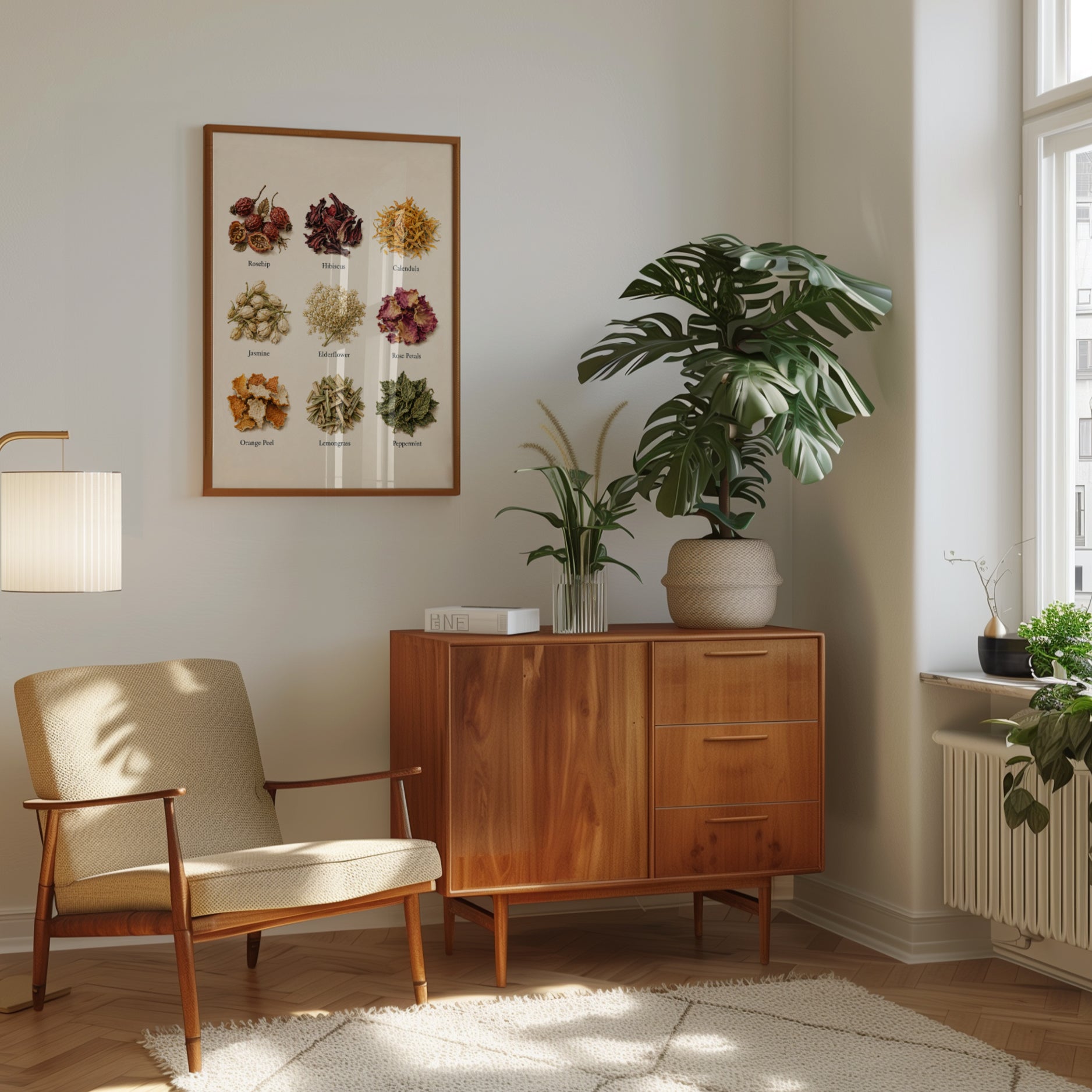 Botanical Tea Herbs Collection: Apothecary Wall Art Print - interior