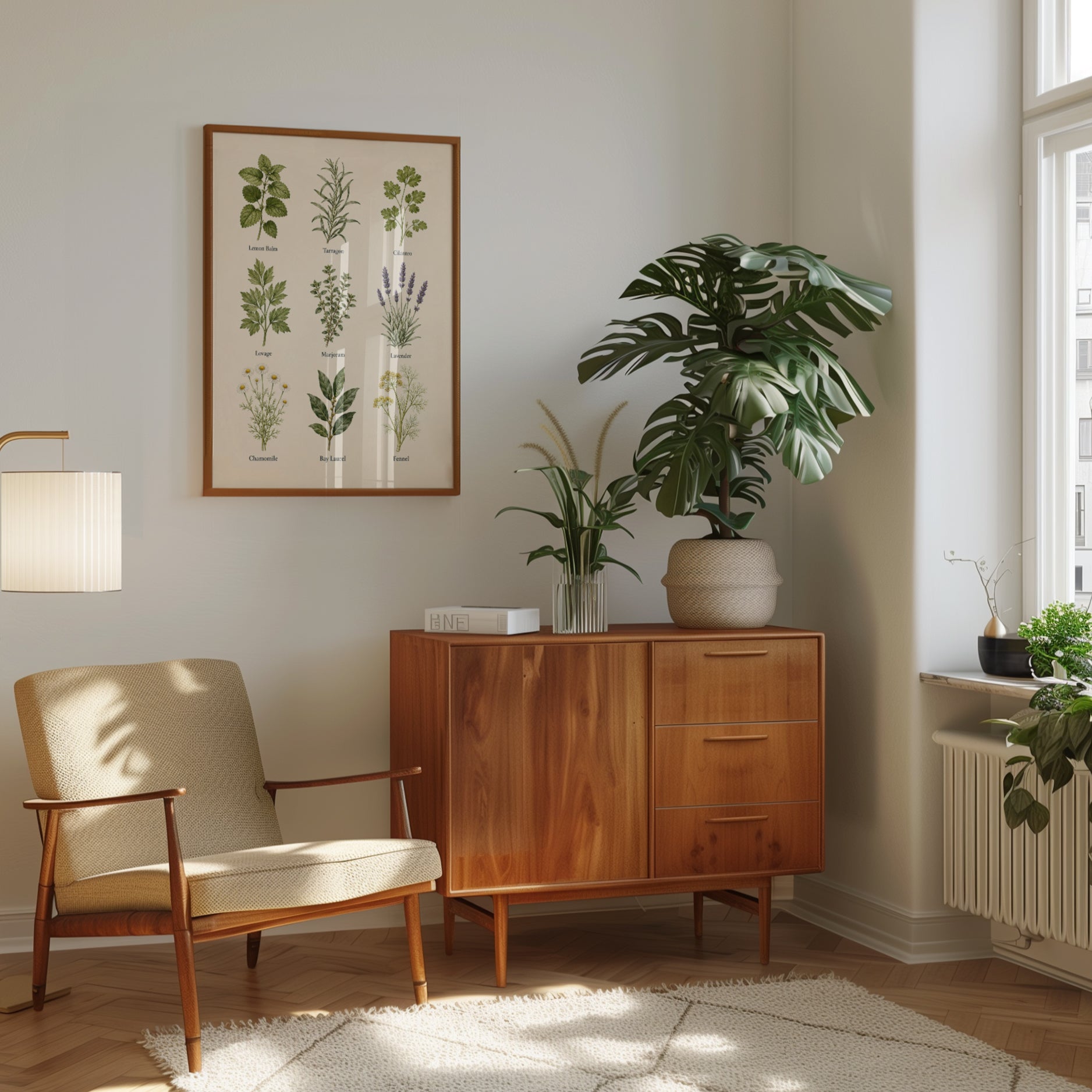 Kitchen Herbs Print – Botanical Chart Wall Art - interior