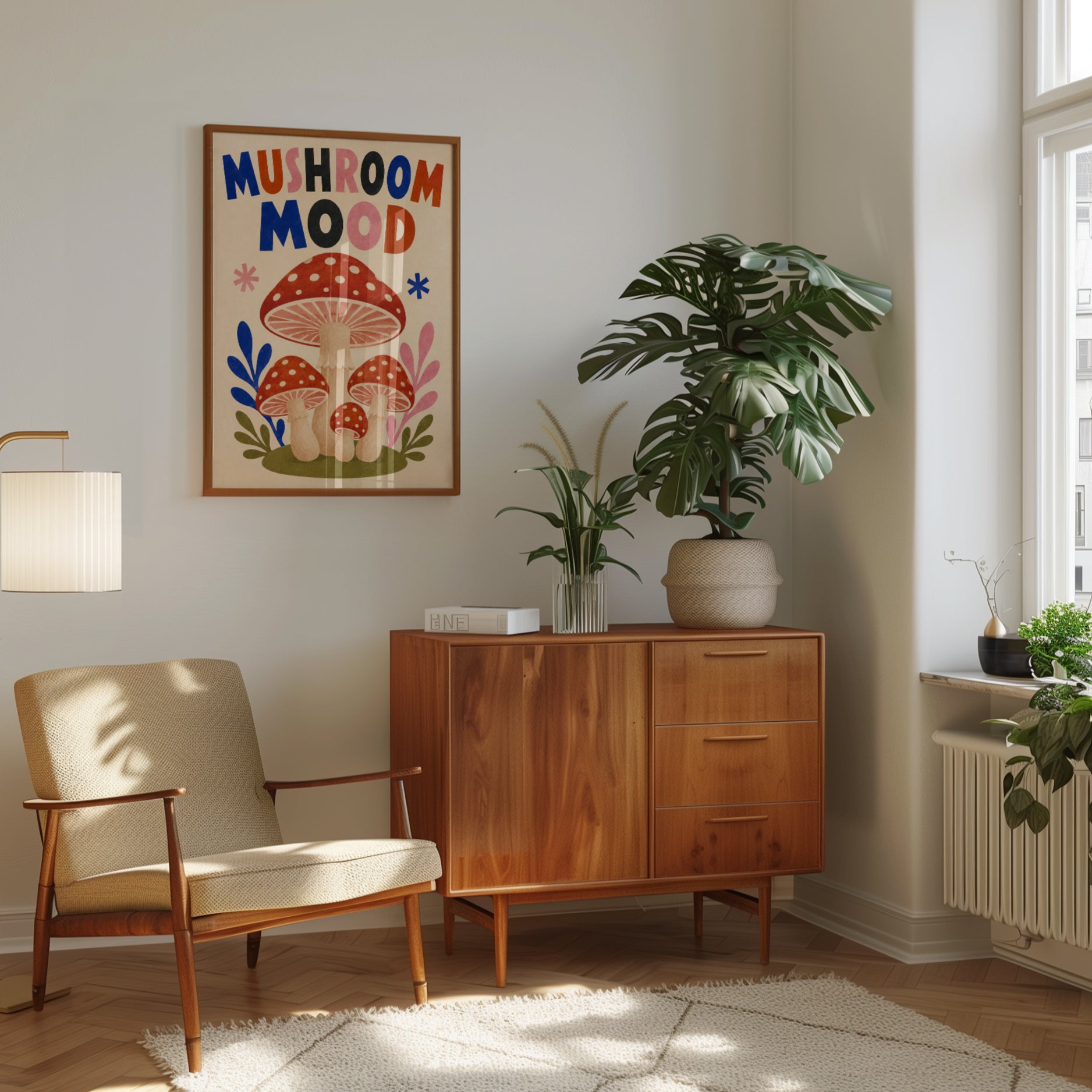 Mushroom Wall Art – Retro Kitchen Print - interior