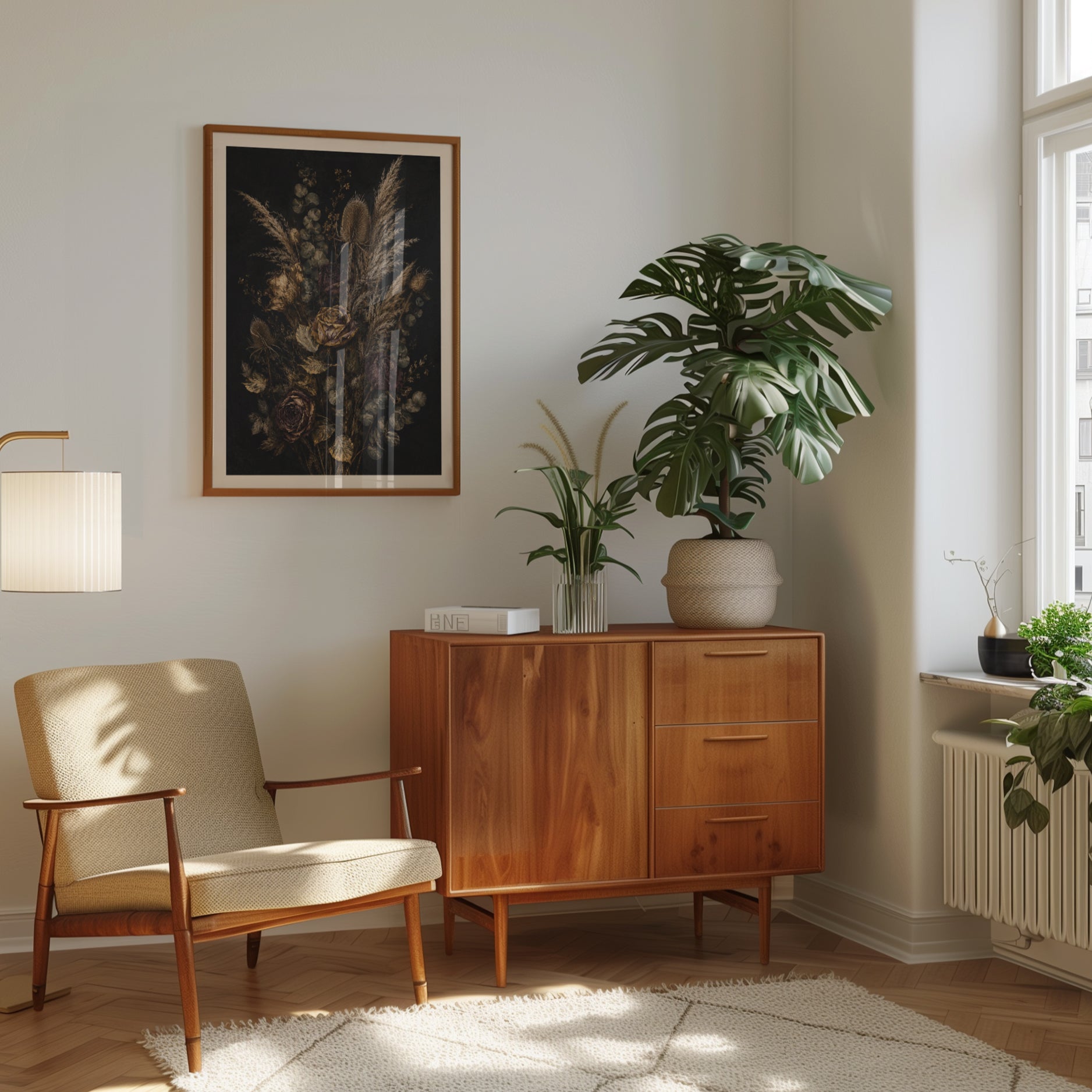Dark Floral Wall Art – Moody Botanical Print - interior