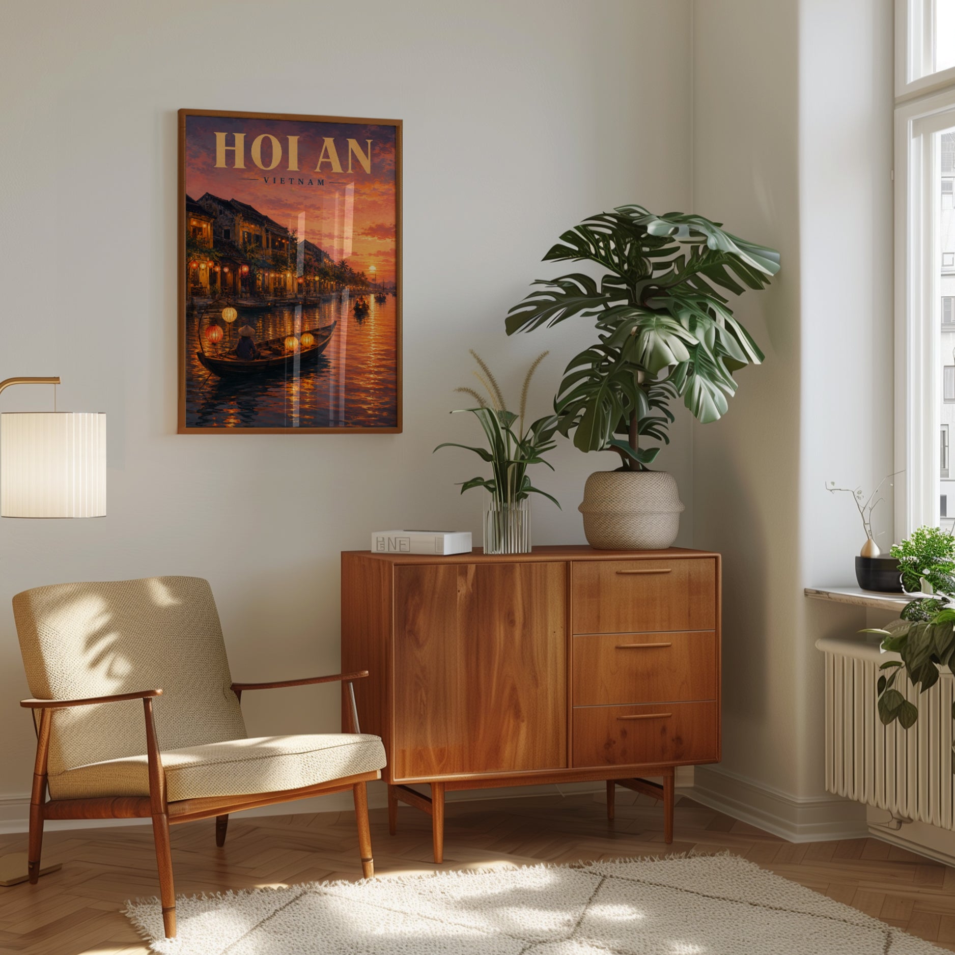 Hoi An Sunset Lanterns Print: Vietnamese River Town Wall Art - interior