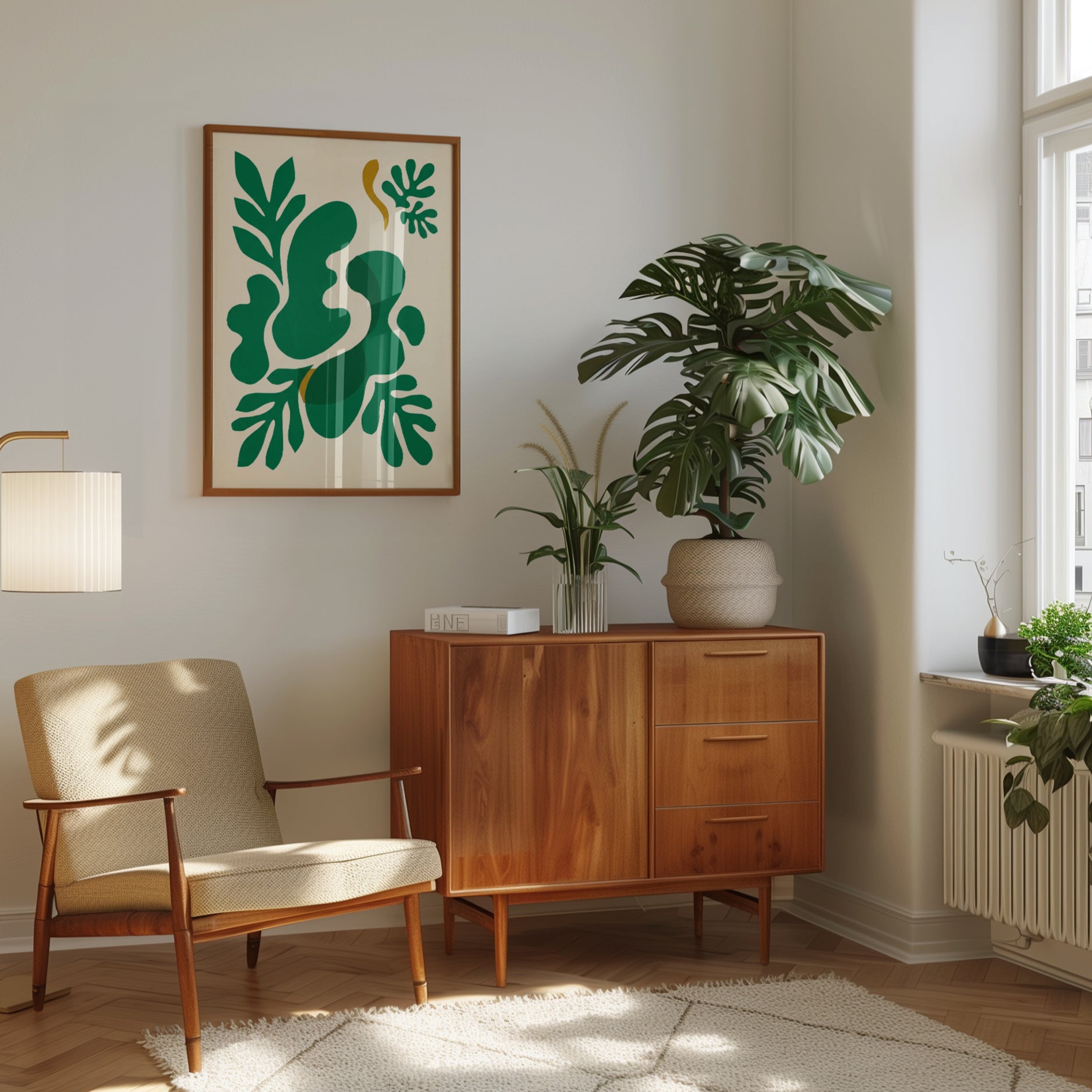 Abstract Green Botanical Cut-Out Art Print: Matisse Style - interior