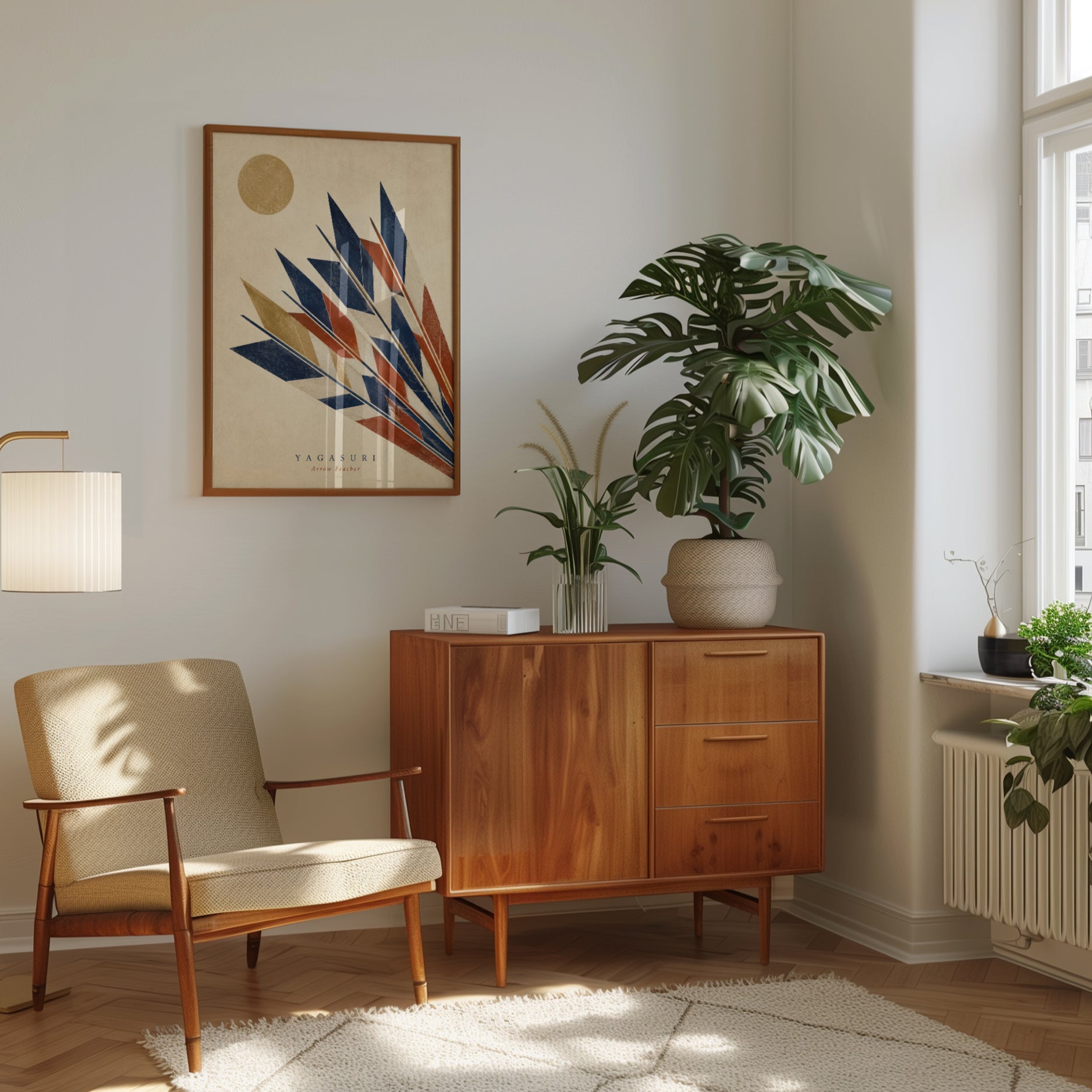 Yagasuri Arrow Feather Print: Japanese Geometric Art - interior
