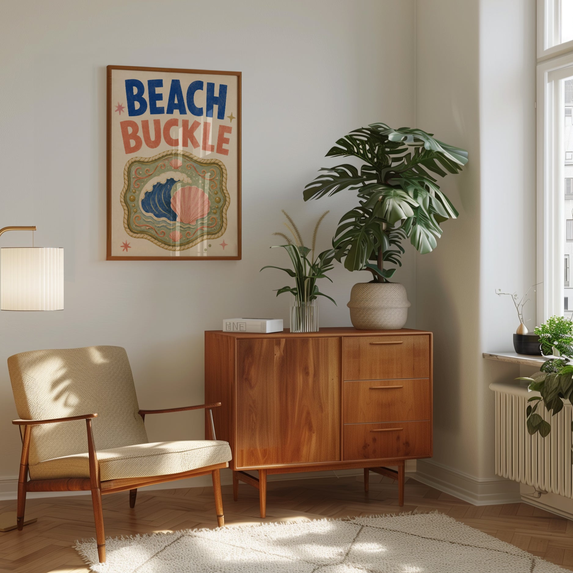 Beach Buckle Poster: Vintage Nautical Belt Buckle Art Print - interior