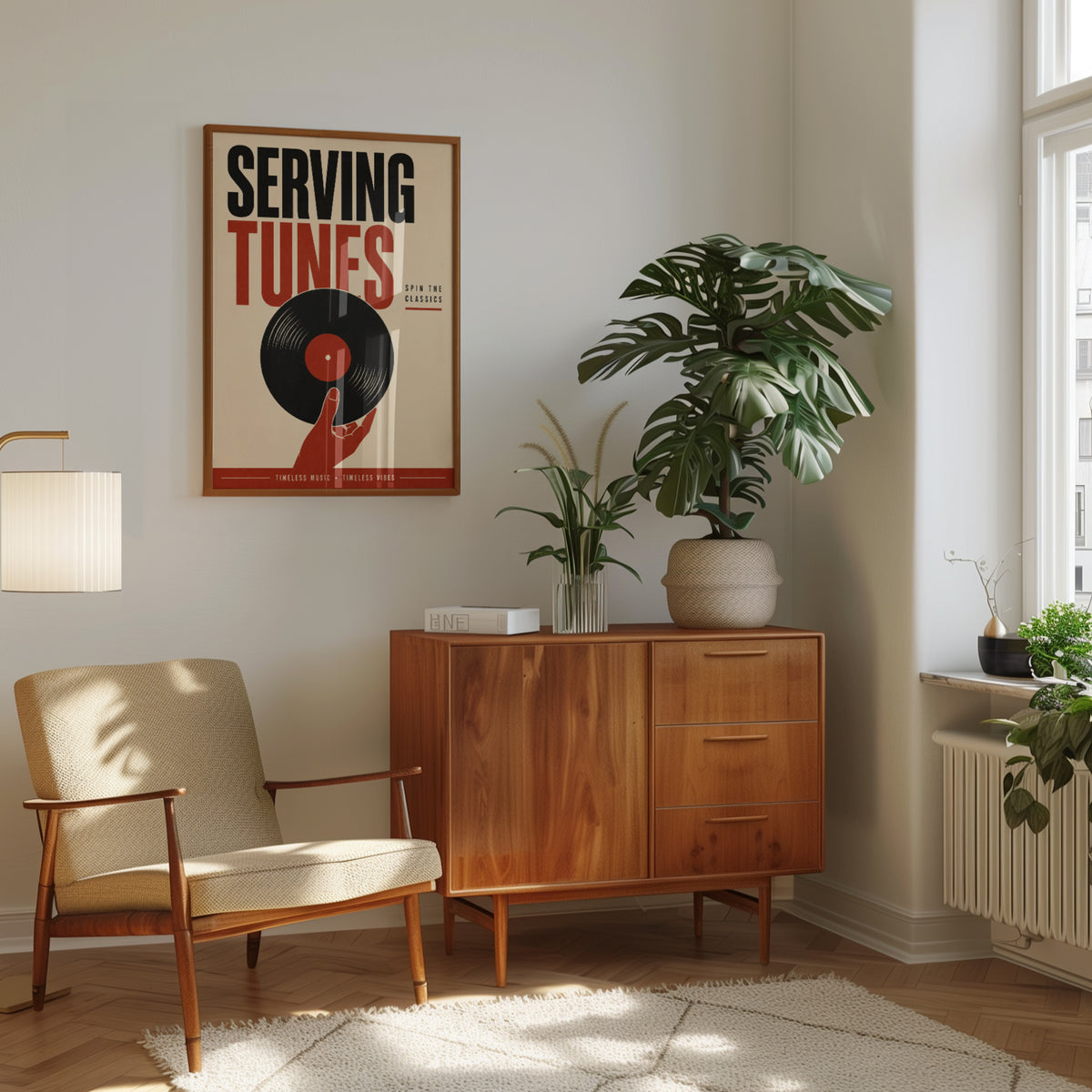 Vintage Vinyl Record Poster: Retro Music Typography Art Print - interior