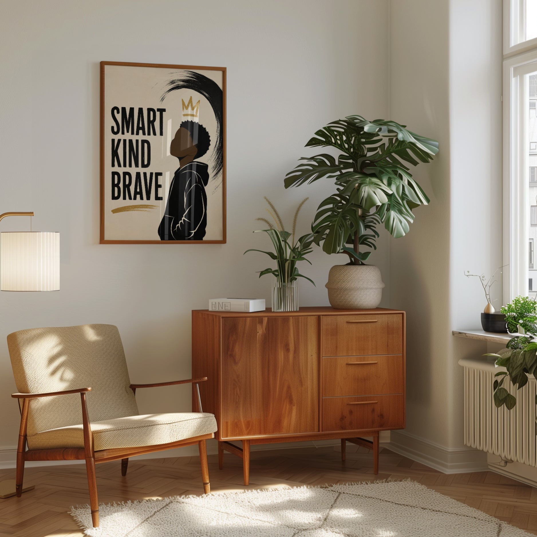 Smart Kind Brave Art Print: Inspirational Crown Portrait - interior