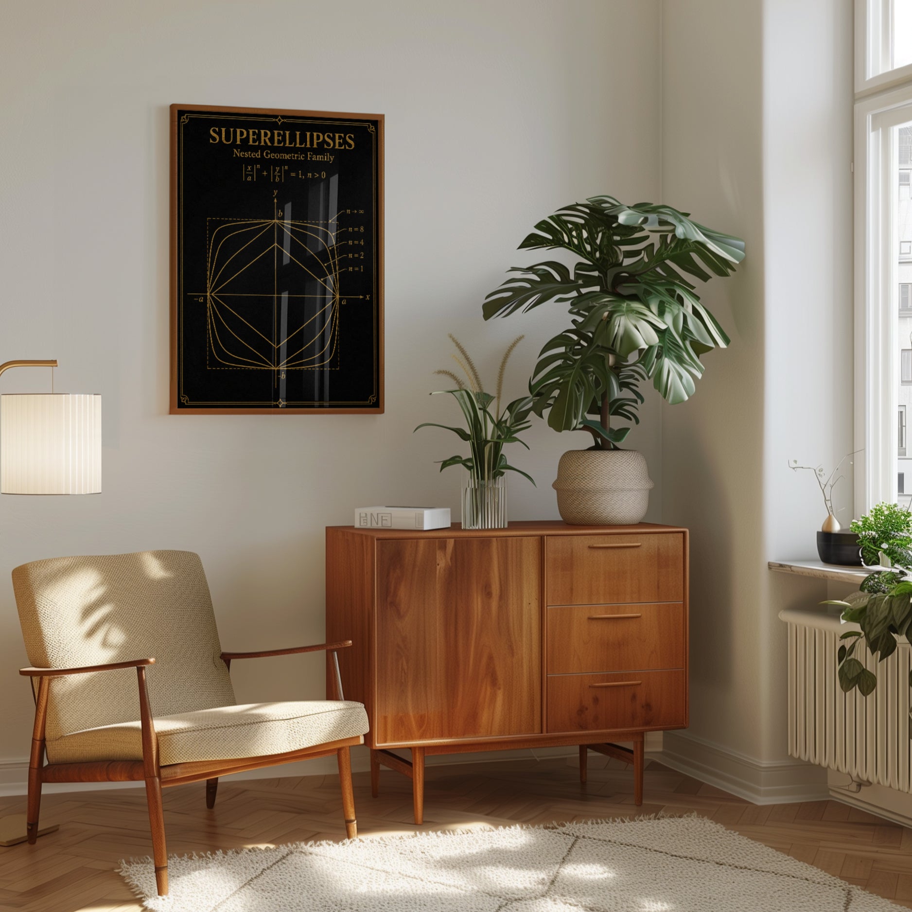 Math Wall Art – Superellipses Geometric Print - interior