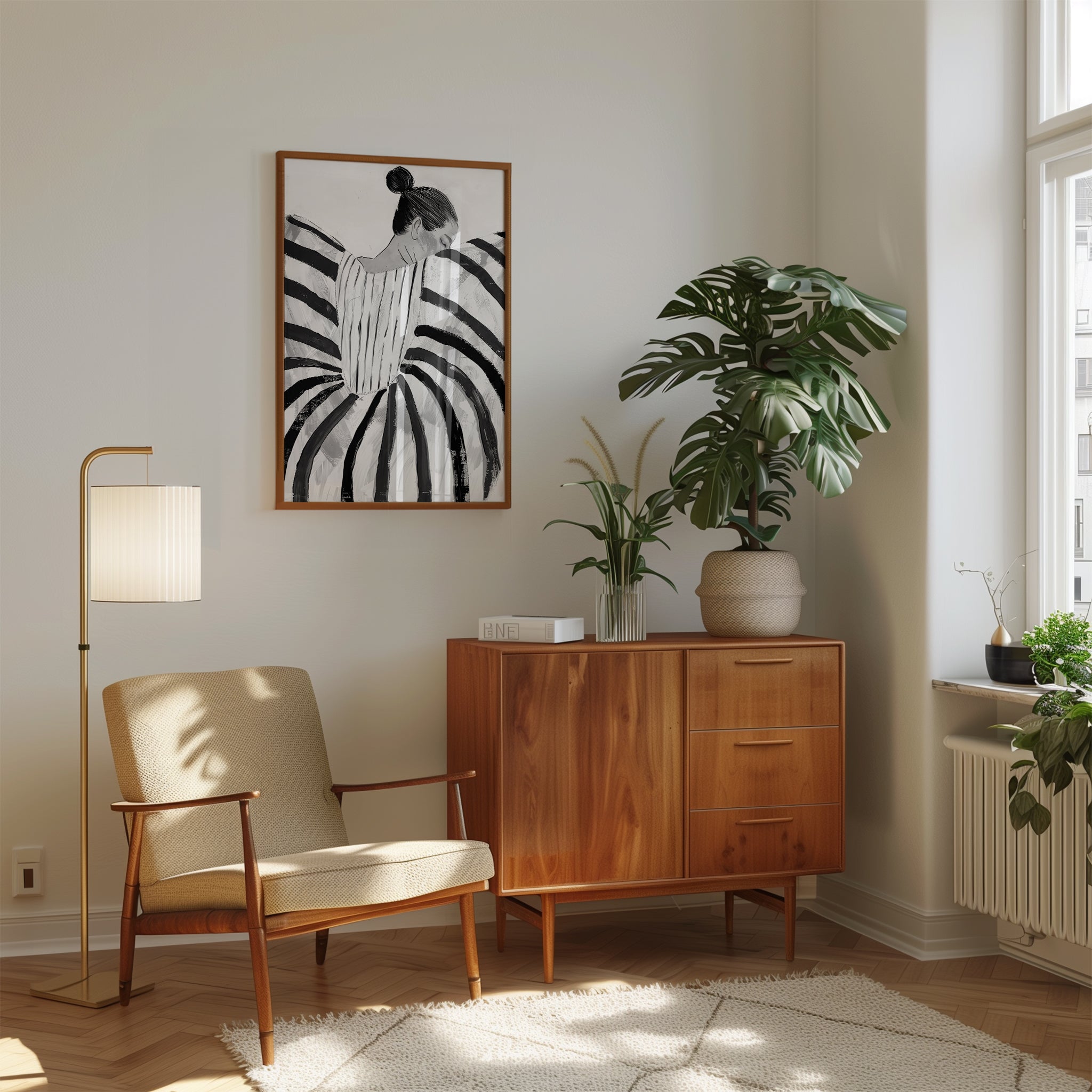 Abstract Woman Print: Minimalist Black and White Poster (Unframed) - interior