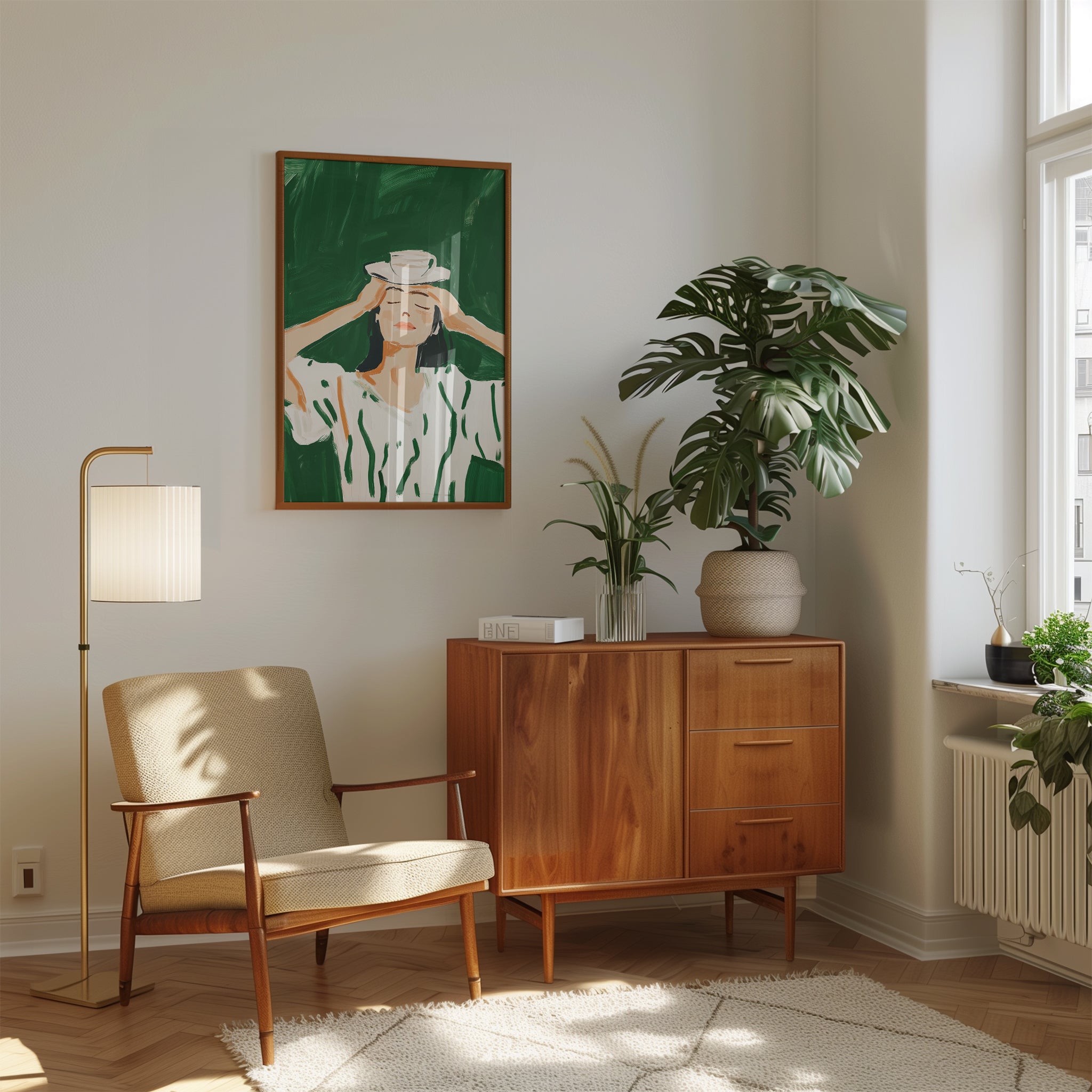 Green Woman Portrait Print - interior