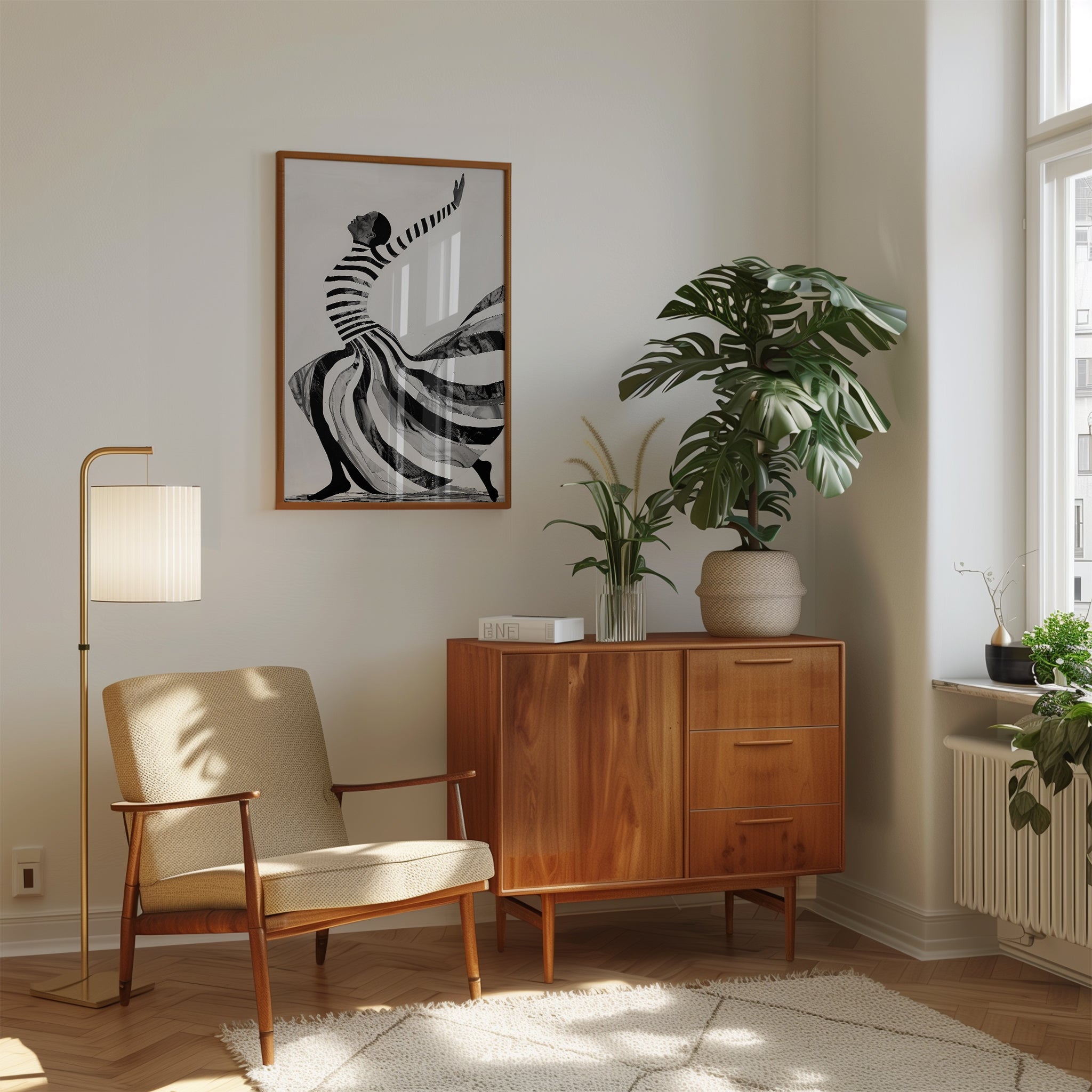 Striped Dancing Woman Poster - interior