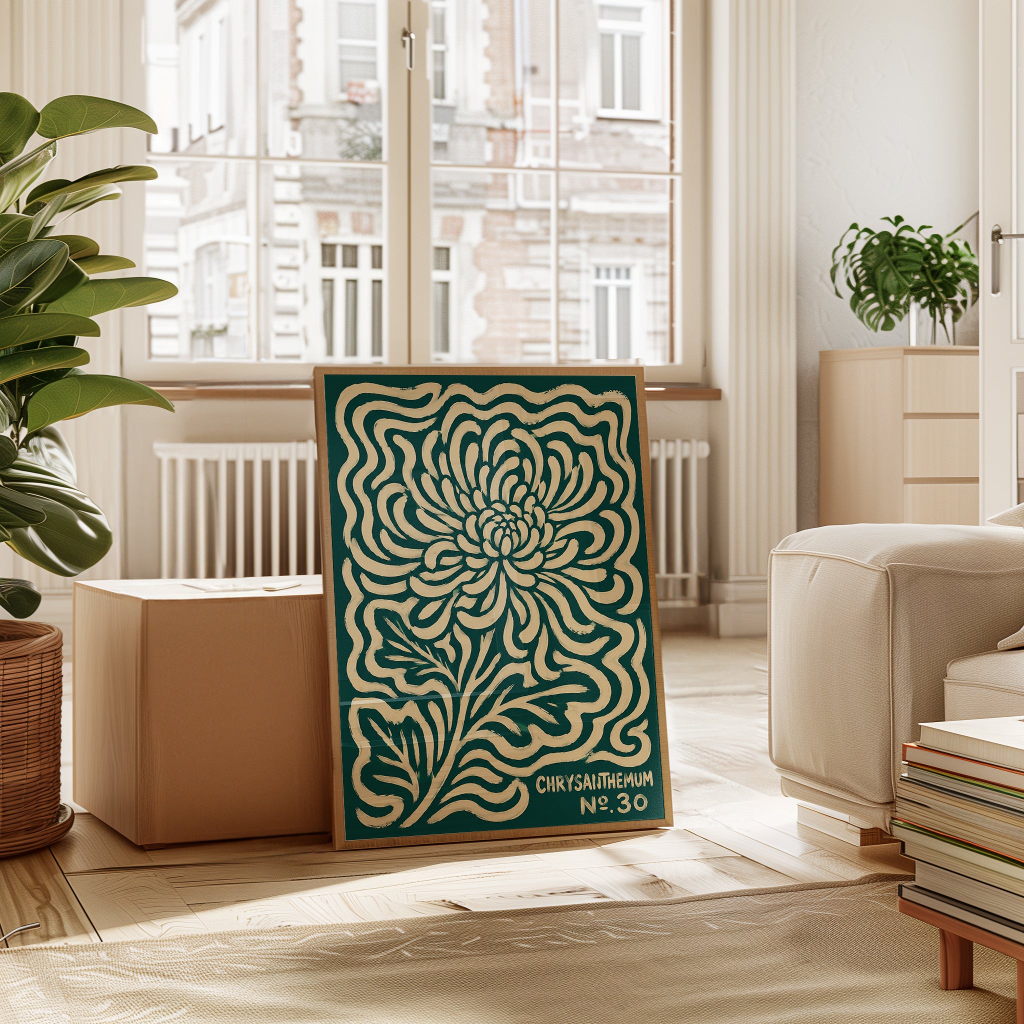 Chrysanthemum Wall Art – Vintage Botanical Print - interior