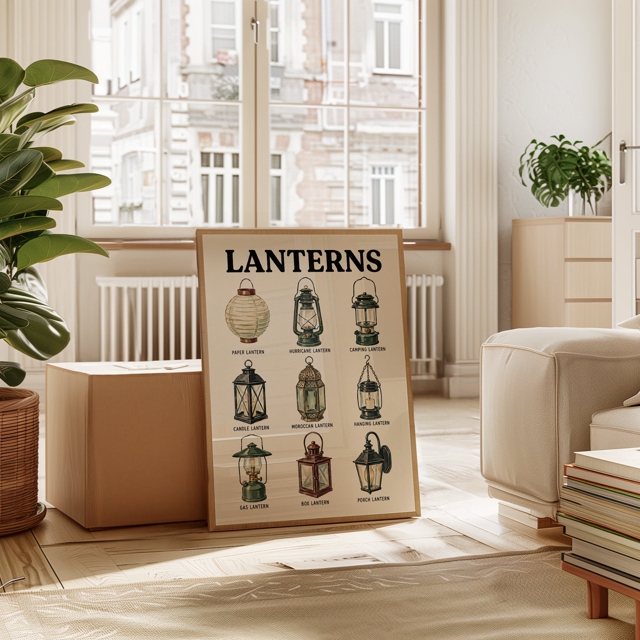 Vintage Lantern Guide Print — Educational Chart Illustration - interior