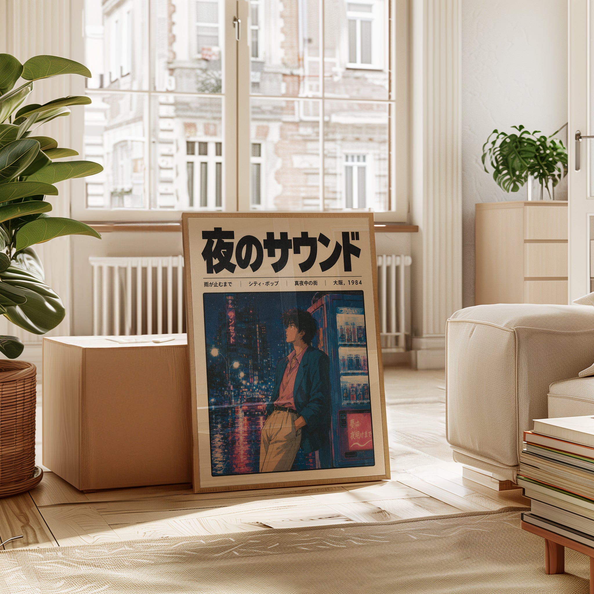 Retro Anime Poster: 1980s City Pop Tokyo Night Scene Wall Art - interior