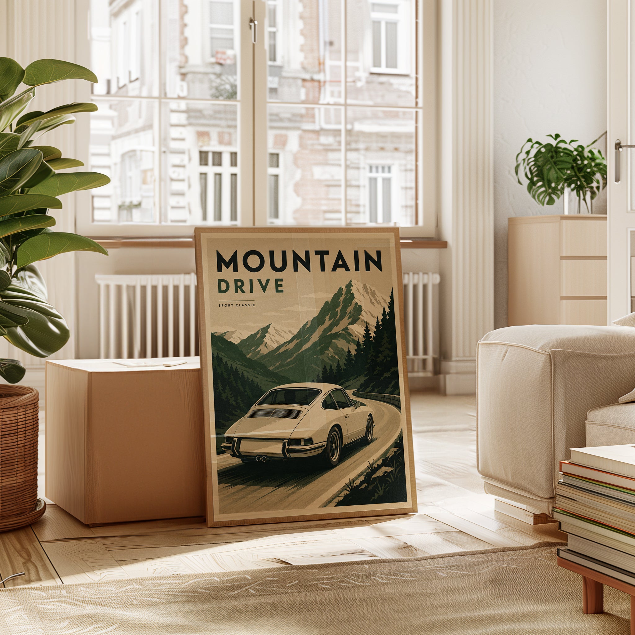 Vintage Porsche 911 Print - interior