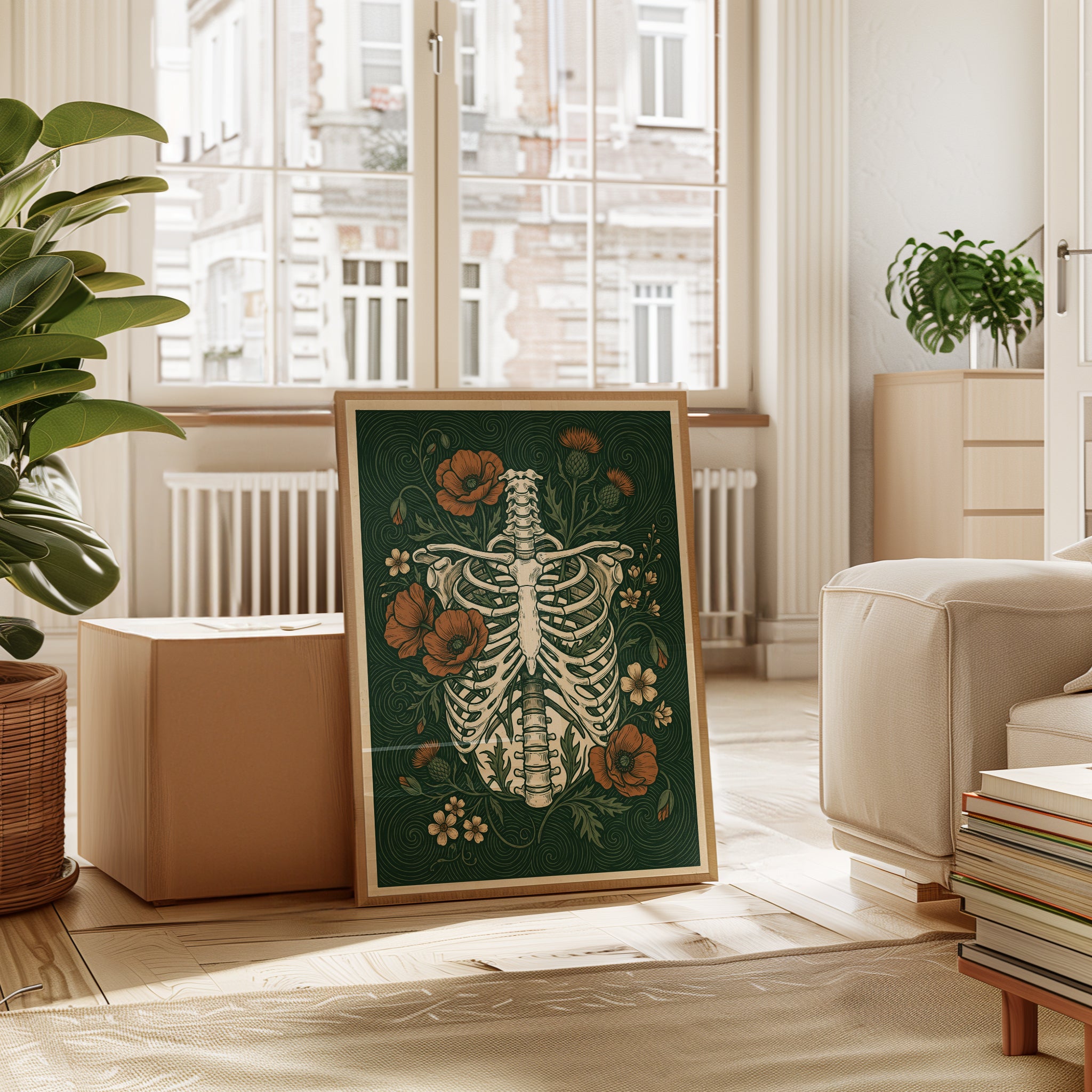 Art Nouveau Skeleton Print - interior