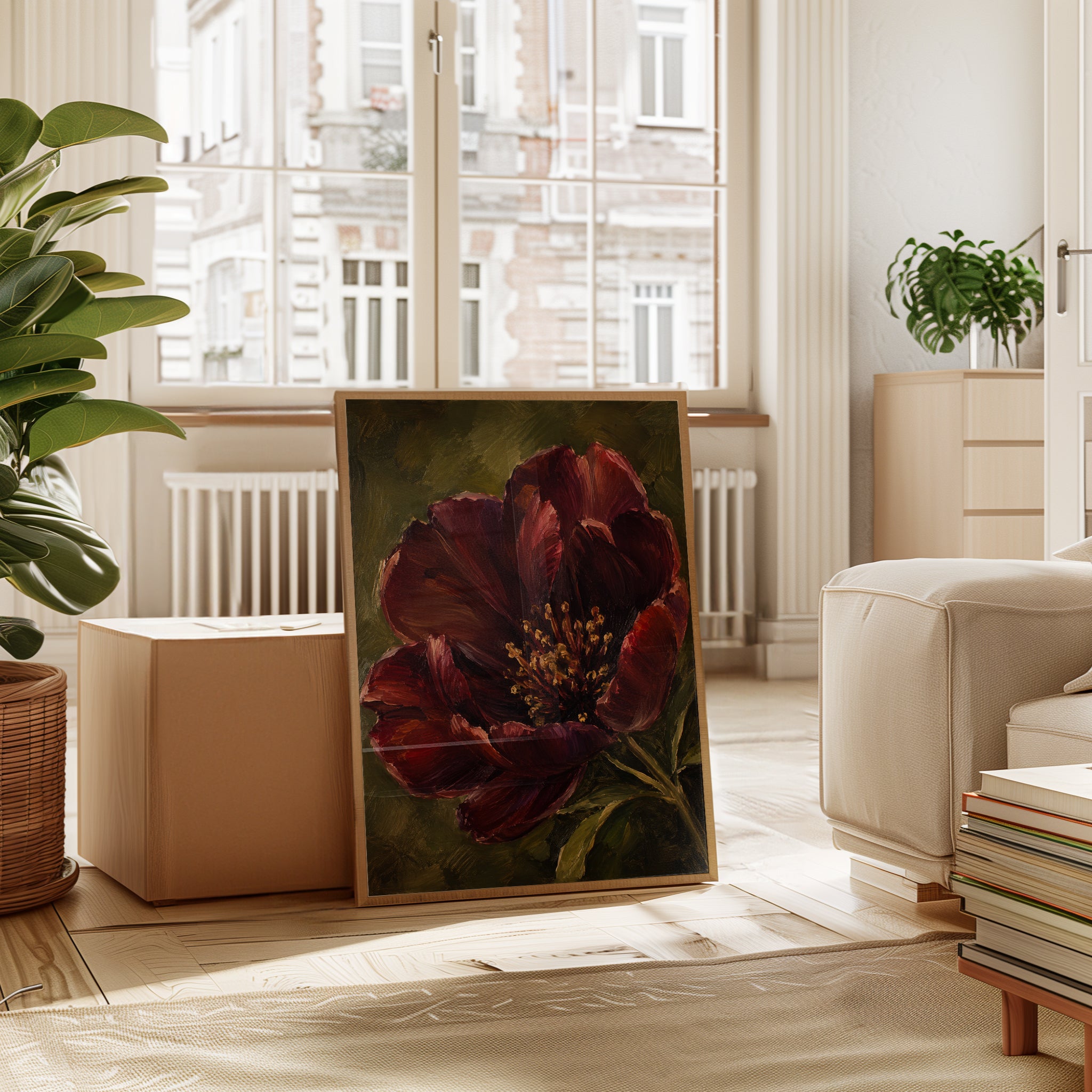 Dark Floral Wall Art – Moody Botanical Print - interior