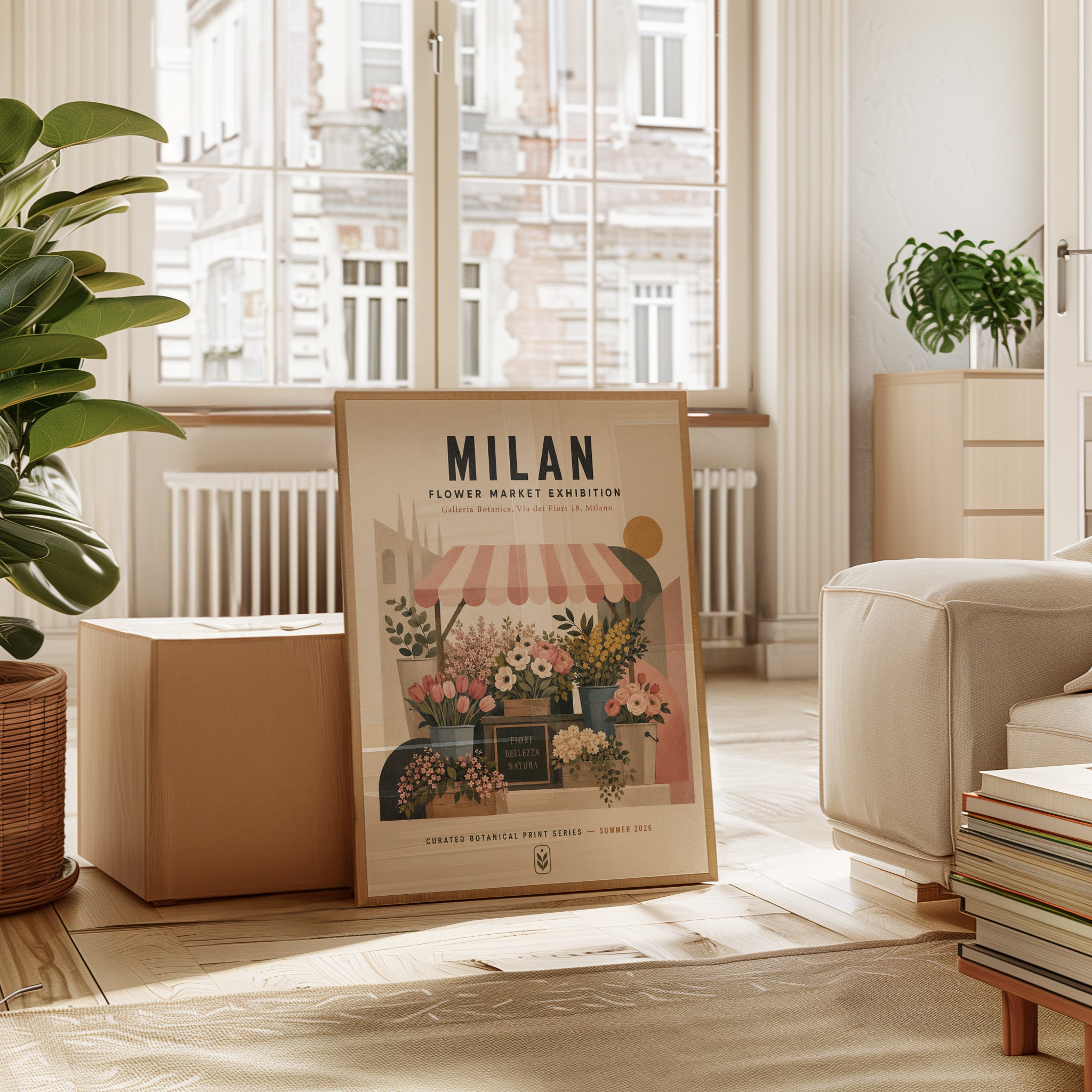 Milan Flower Market Poster — Vintage Botanical Travel Print - interior