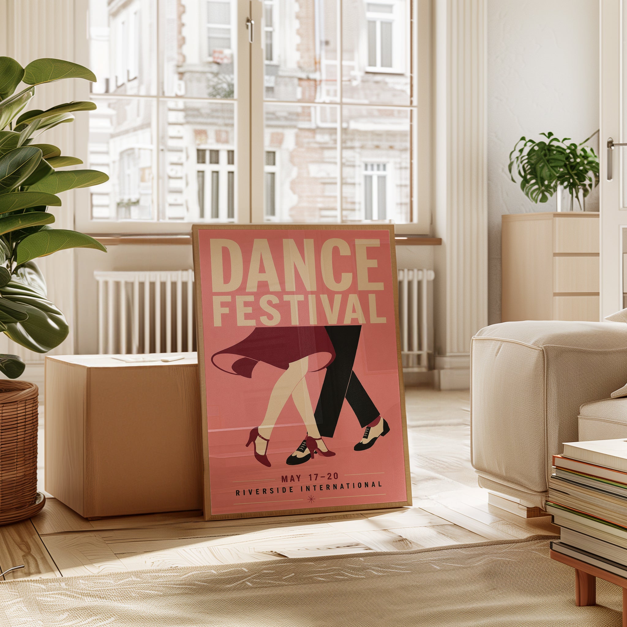 Dance Festival Poster: Retro Mid-Century Pink Art Print - interior
